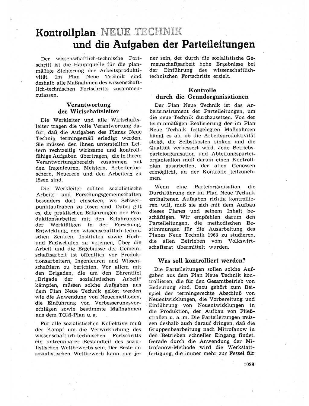 Neuer Weg (NW), Organ des Zentralkomitees (ZK) der SED (Sozialistische Einheitspartei Deutschlands) für Fragen des Parteilebens, 17. Jahrgang [Deutsche Demokratische Republik (DDR)] 1962, Seite 1029 (NW ZK SED DDR 1962, S. 1029)