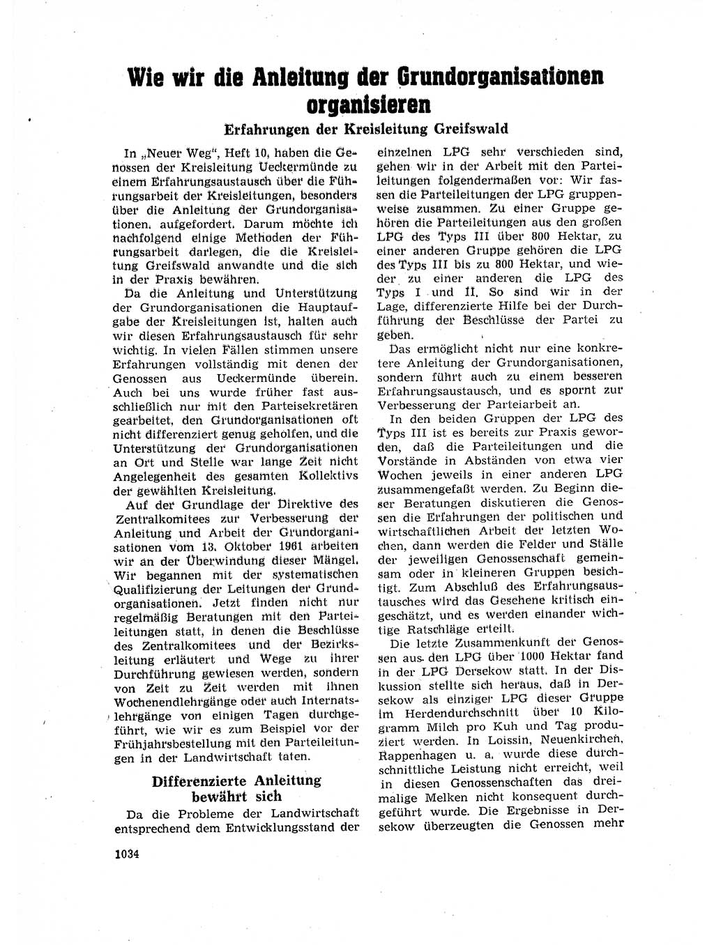 Neuer Weg (NW), Organ des Zentralkomitees (ZK) der SED (Sozialistische Einheitspartei Deutschlands) für Fragen des Parteilebens, 17. Jahrgang [Deutsche Demokratische Republik (DDR)] 1962, Seite 1034 (NW ZK SED DDR 1962, S. 1034)