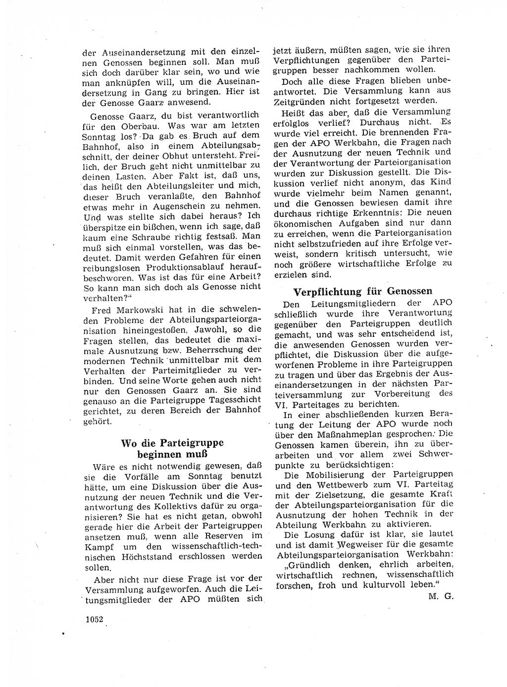 Neuer Weg (NW), Organ des Zentralkomitees (ZK) der SED (Sozialistische Einheitspartei Deutschlands) für Fragen des Parteilebens, 17. Jahrgang [Deutsche Demokratische Republik (DDR)] 1962, Seite 1052 (NW ZK SED DDR 1962, S. 1052)