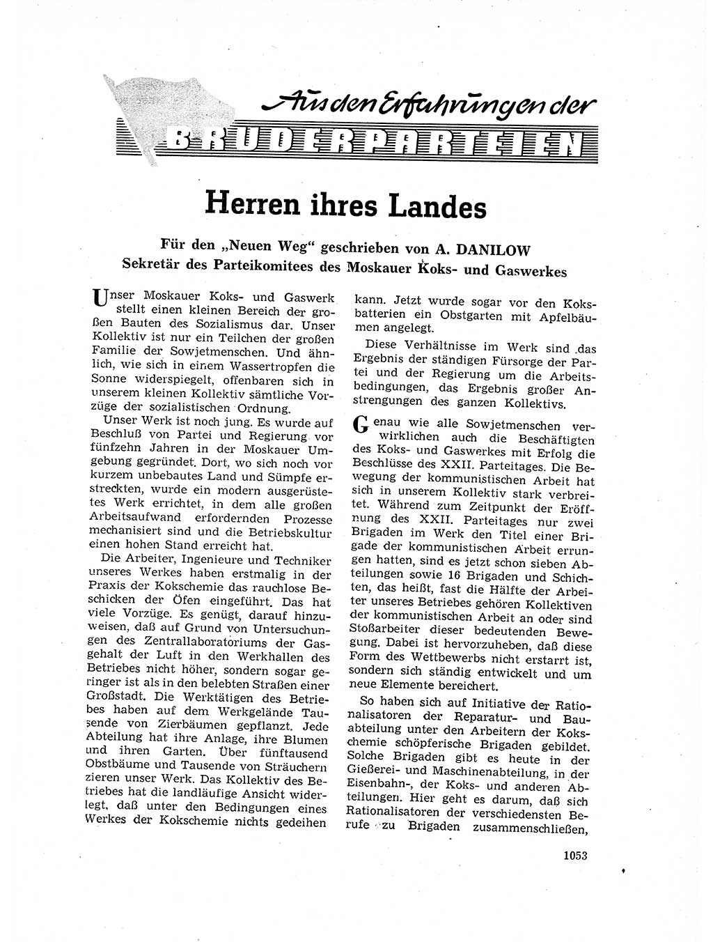 Neuer Weg (NW), Organ des Zentralkomitees (ZK) der SED (Sozialistische Einheitspartei Deutschlands) für Fragen des Parteilebens, 17. Jahrgang [Deutsche Demokratische Republik (DDR)] 1962, Seite 1053 (NW ZK SED DDR 1962, S. 1053)