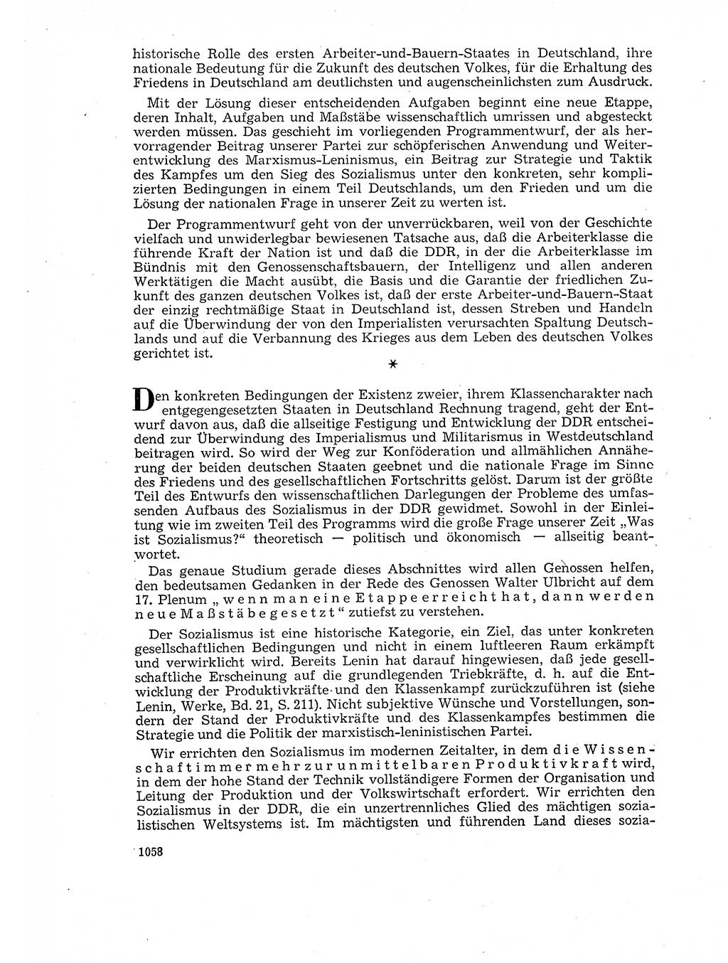 Neuer Weg (NW), Organ des Zentralkomitees (ZK) der SED (Sozialistische Einheitspartei Deutschlands) für Fragen des Parteilebens, 17. Jahrgang [Deutsche Demokratische Republik (DDR)] 1962, Seite 1058 (NW ZK SED DDR 1962, S. 1058)