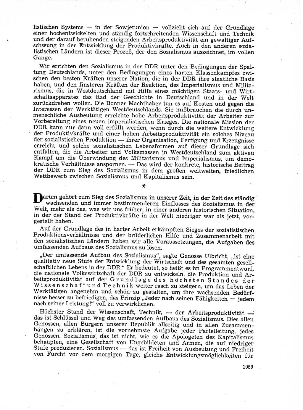 Neuer Weg (NW), Organ des Zentralkomitees (ZK) der SED (Sozialistische Einheitspartei Deutschlands) für Fragen des Parteilebens, 17. Jahrgang [Deutsche Demokratische Republik (DDR)] 1962, Seite 1059 (NW ZK SED DDR 1962, S. 1059)