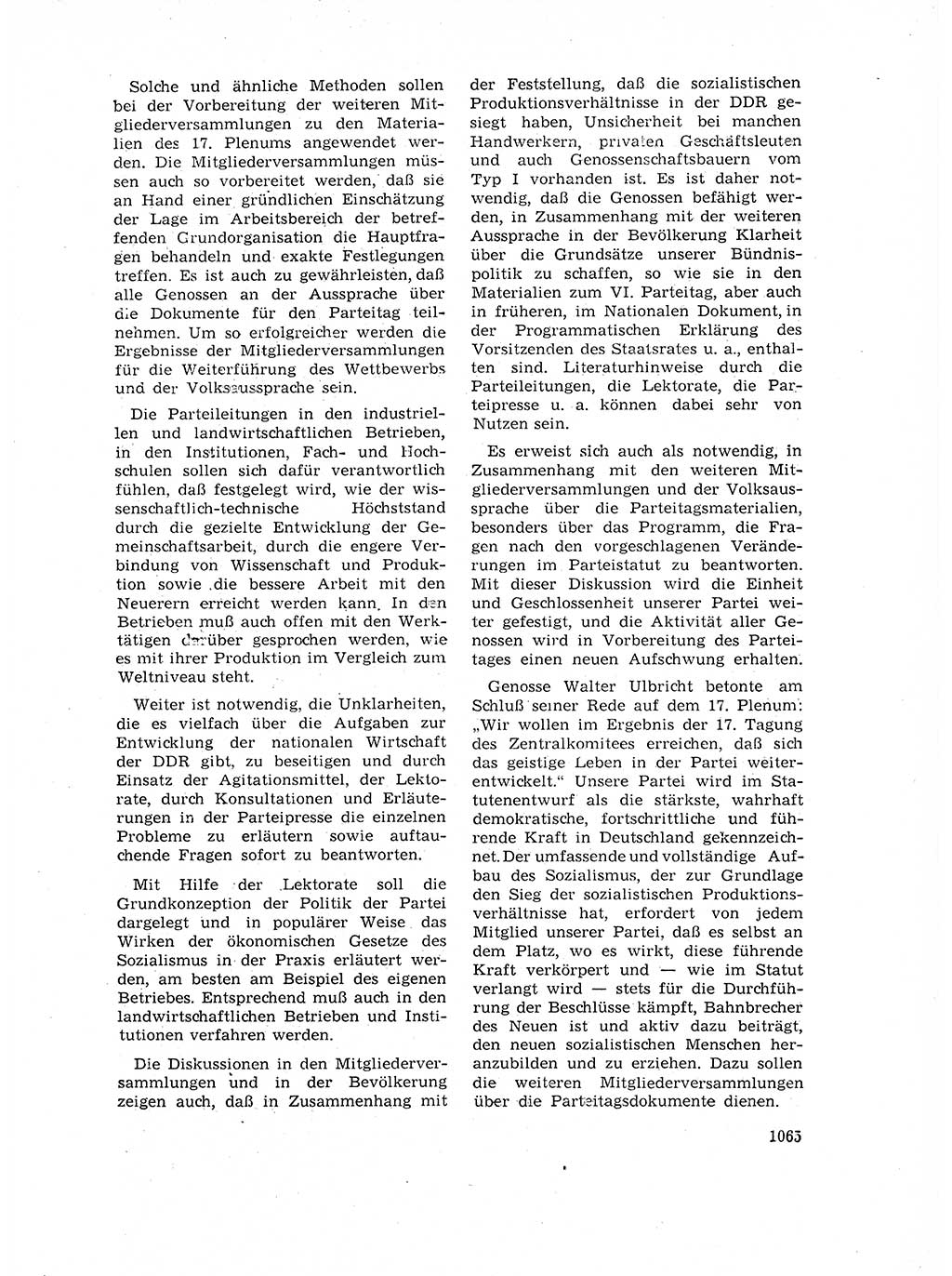 Neuer Weg (NW), Organ des Zentralkomitees (ZK) der SED (Sozialistische Einheitspartei Deutschlands) für Fragen des Parteilebens, 17. Jahrgang [Deutsche Demokratische Republik (DDR)] 1962, Seite 1065 (NW ZK SED DDR 1962, S. 1065)