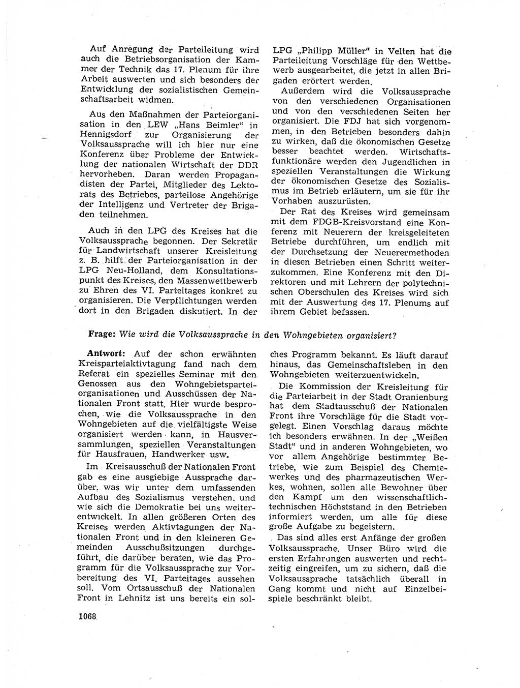 Neuer Weg (NW), Organ des Zentralkomitees (ZK) der SED (Sozialistische Einheitspartei Deutschlands) für Fragen des Parteilebens, 17. Jahrgang [Deutsche Demokratische Republik (DDR)] 1962, Seite 1068 (NW ZK SED DDR 1962, S. 1068)