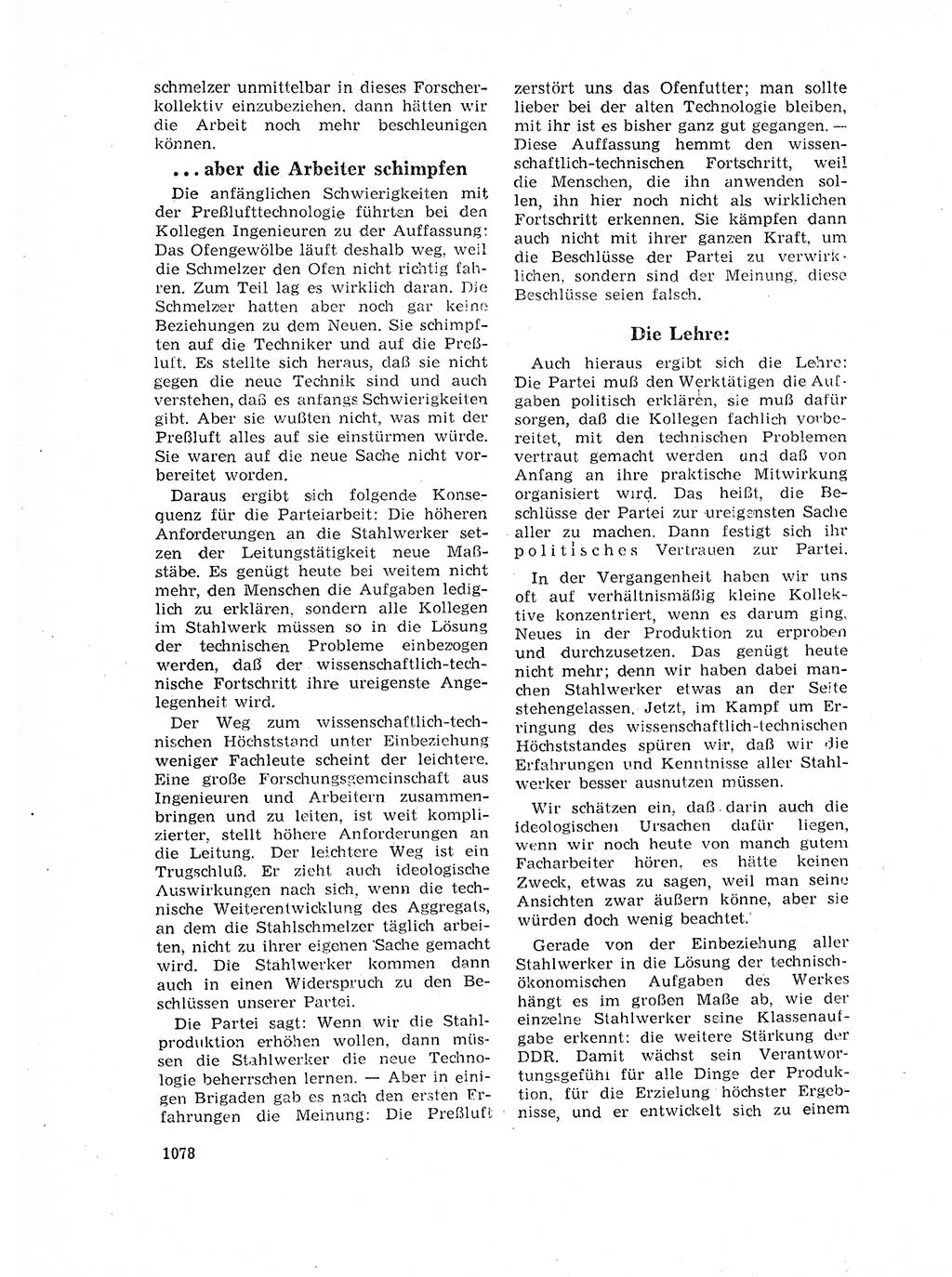 Neuer Weg (NW), Organ des Zentralkomitees (ZK) der SED (Sozialistische Einheitspartei Deutschlands) für Fragen des Parteilebens, 17. Jahrgang [Deutsche Demokratische Republik (DDR)] 1962, Seite 1078 (NW ZK SED DDR 1962, S. 1078)