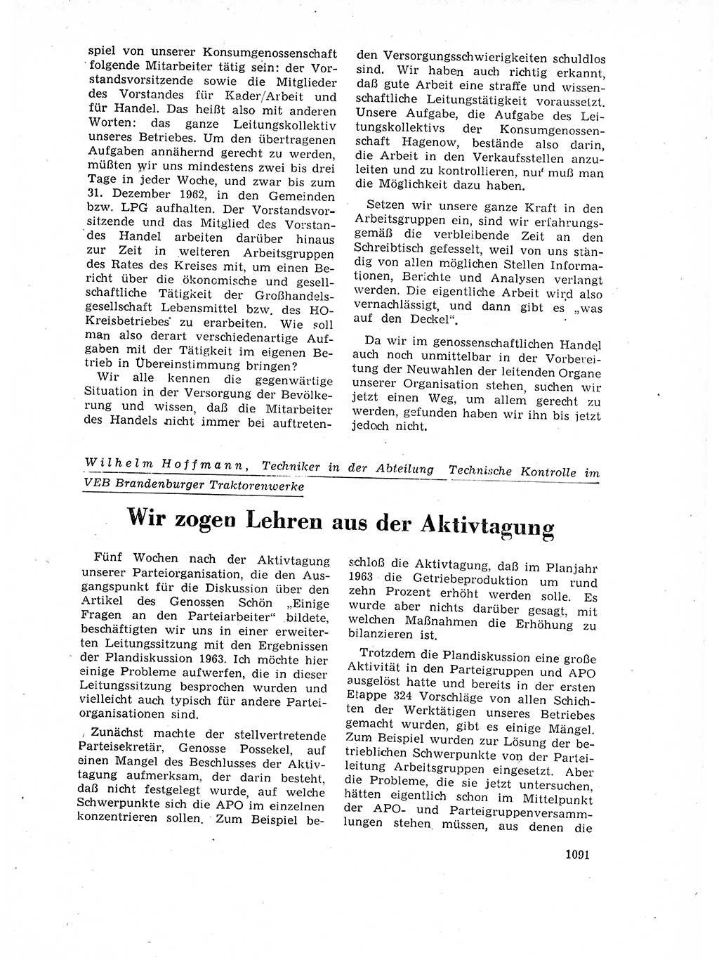 Neuer Weg (NW), Organ des Zentralkomitees (ZK) der SED (Sozialistische Einheitspartei Deutschlands) für Fragen des Parteilebens, 17. Jahrgang [Deutsche Demokratische Republik (DDR)] 1962, Seite 1091 (NW ZK SED DDR 1962, S. 1091)