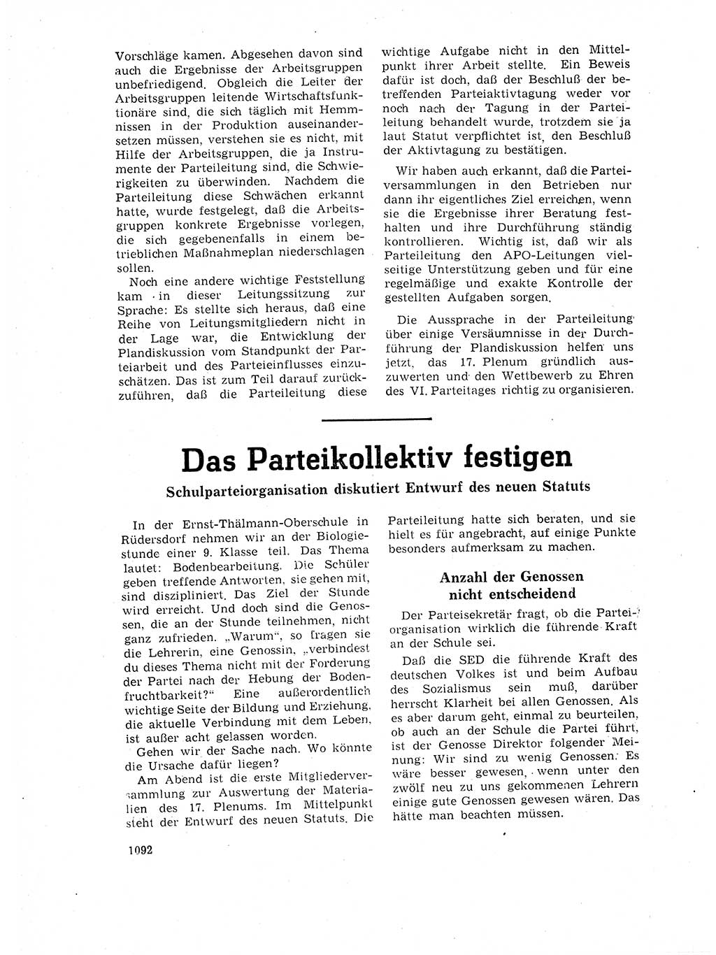 Neuer Weg (NW), Organ des Zentralkomitees (ZK) der SED (Sozialistische Einheitspartei Deutschlands) für Fragen des Parteilebens, 17. Jahrgang [Deutsche Demokratische Republik (DDR)] 1962, Seite 1092 (NW ZK SED DDR 1962, S. 1092)