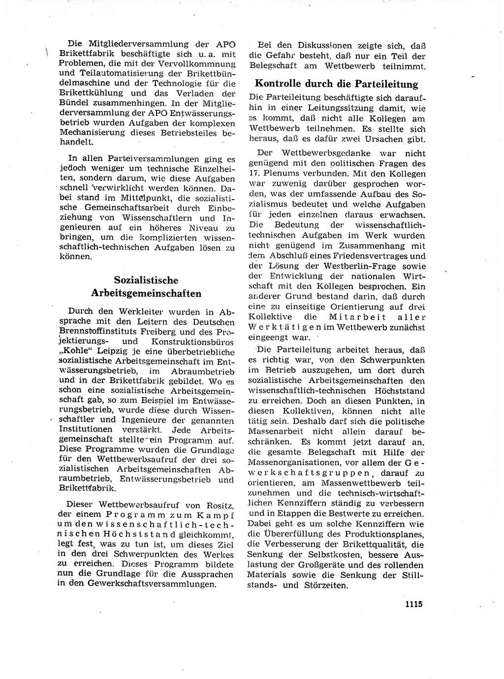 Neuer Weg (NW), Organ des Zentralkomitees (ZK) der SED (Sozialistische Einheitspartei Deutschlands) für Fragen des Parteilebens, 17. Jahrgang [Deutsche Demokratische Republik (DDR)] 1962, Seite 1115 (NW ZK SED DDR 1962, S. 1115)