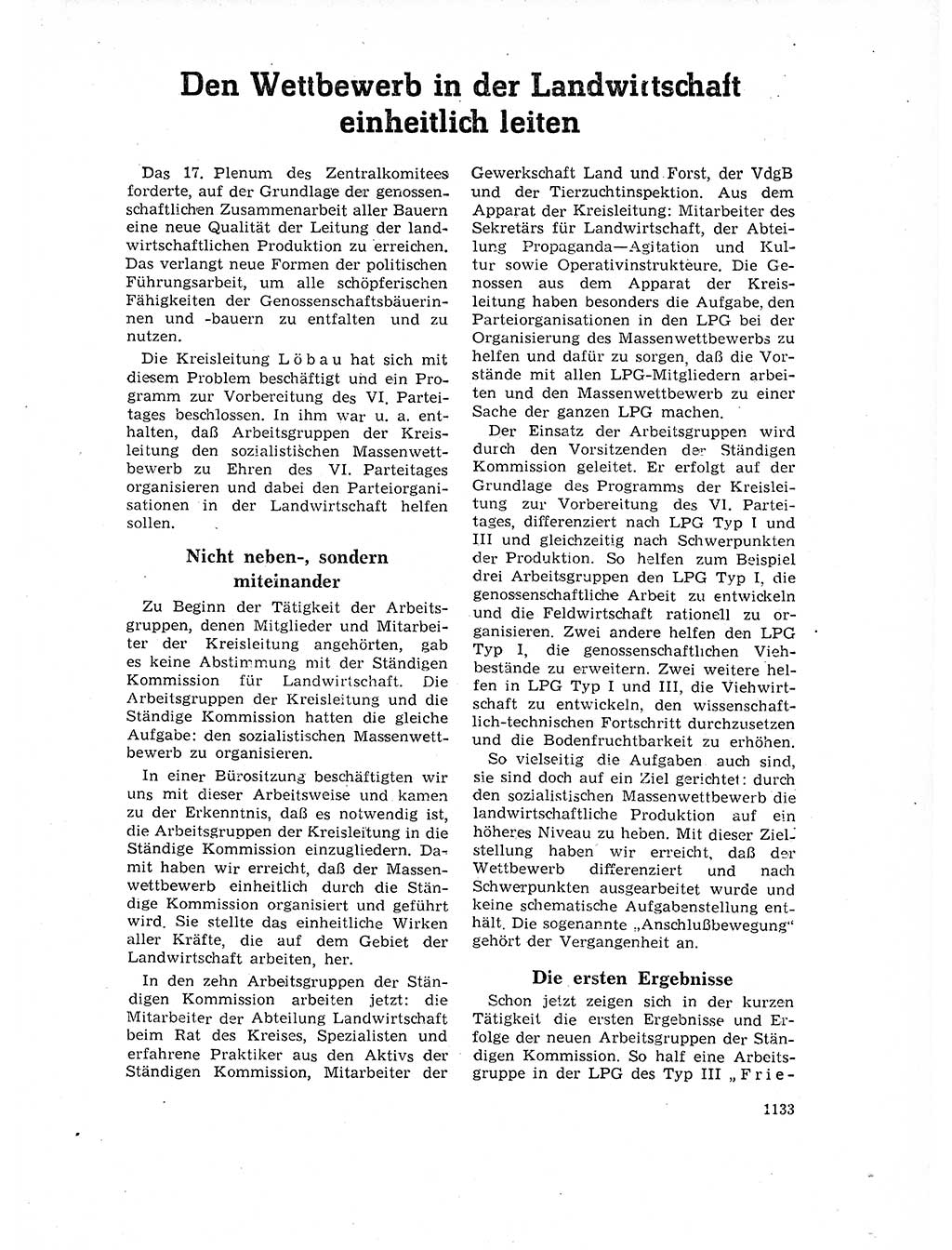 Neuer Weg (NW), Organ des Zentralkomitees (ZK) der SED (Sozialistische Einheitspartei Deutschlands) für Fragen des Parteilebens, 17. Jahrgang [Deutsche Demokratische Republik (DDR)] 1962, Seite 1133 (NW ZK SED DDR 1962, S. 1133)