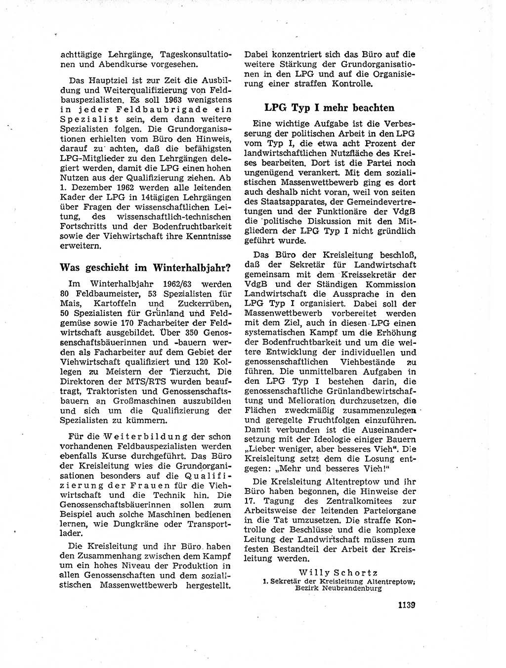 Neuer Weg (NW), Organ des Zentralkomitees (ZK) der SED (Sozialistische Einheitspartei Deutschlands) für Fragen des Parteilebens, 17. Jahrgang [Deutsche Demokratische Republik (DDR)] 1962, Seite 1139 (NW ZK SED DDR 1962, S. 1139)
