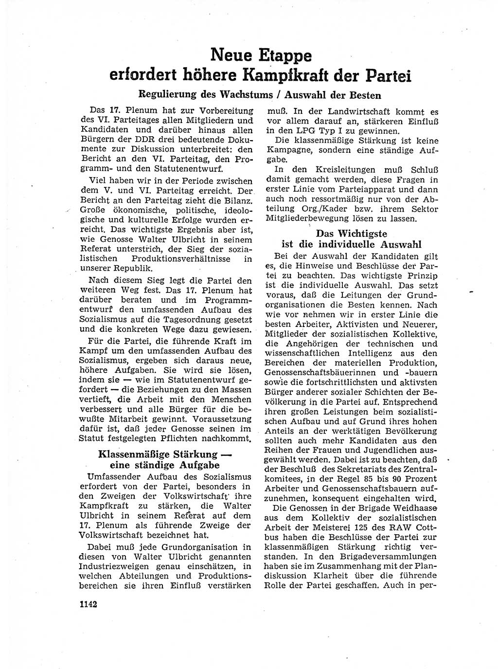 Neuer Weg (NW), Organ des Zentralkomitees (ZK) der SED (Sozialistische Einheitspartei Deutschlands) für Fragen des Parteilebens, 17. Jahrgang [Deutsche Demokratische Republik (DDR)] 1962, Seite 1142 (NW ZK SED DDR 1962, S. 1142)