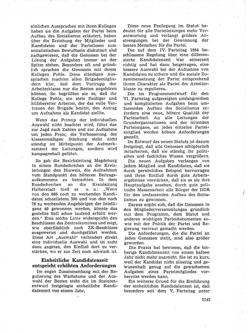 Neuer Weg (NW), Organ des Zentralkomitees (ZK) der SED (Sozialistische Einheitspartei Deutschlands) für Fragen des Parteilebens, 17. Jahrgang [Deutsche Demokratische Republik (DDR)] 1962, Seite 1143 (NW ZK SED DDR 1962, S. 1143)