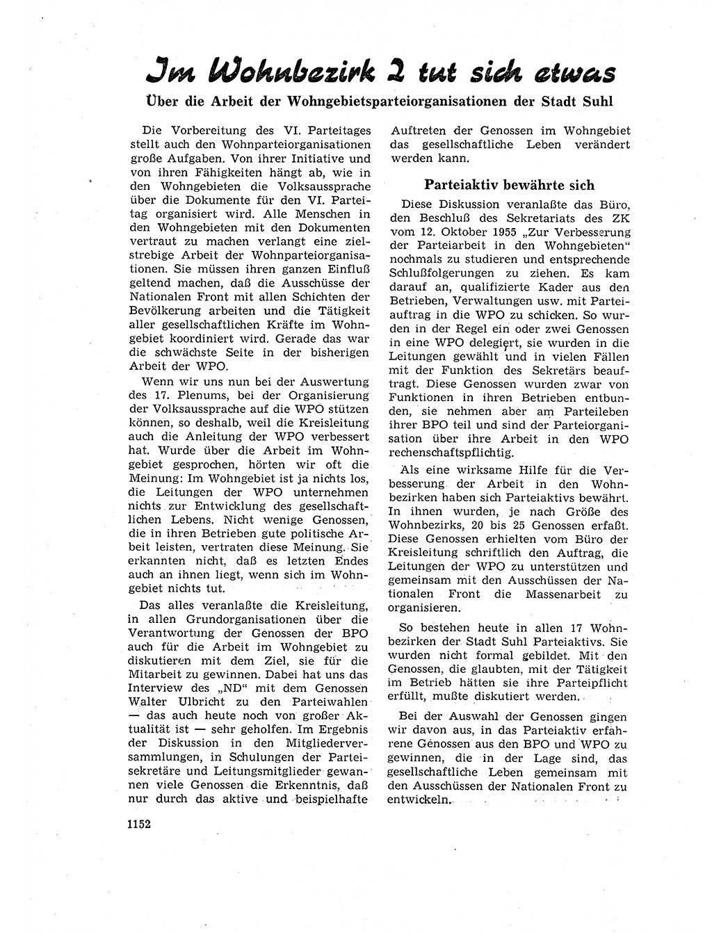 Neuer Weg (NW), Organ des Zentralkomitees (ZK) der SED (Sozialistische Einheitspartei Deutschlands) für Fragen des Parteilebens, 17. Jahrgang [Deutsche Demokratische Republik (DDR)] 1962, Seite 1152 (NW ZK SED DDR 1962, S. 1152)