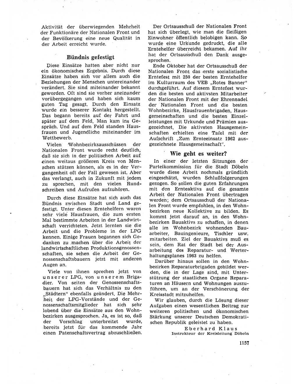 Neuer Weg (NW), Organ des Zentralkomitees (ZK) der SED (Sozialistische Einheitspartei Deutschlands) für Fragen des Parteilebens, 17. Jahrgang [Deutsche Demokratische Republik (DDR)] 1962, Seite 1157 (NW ZK SED DDR 1962, S. 1157)