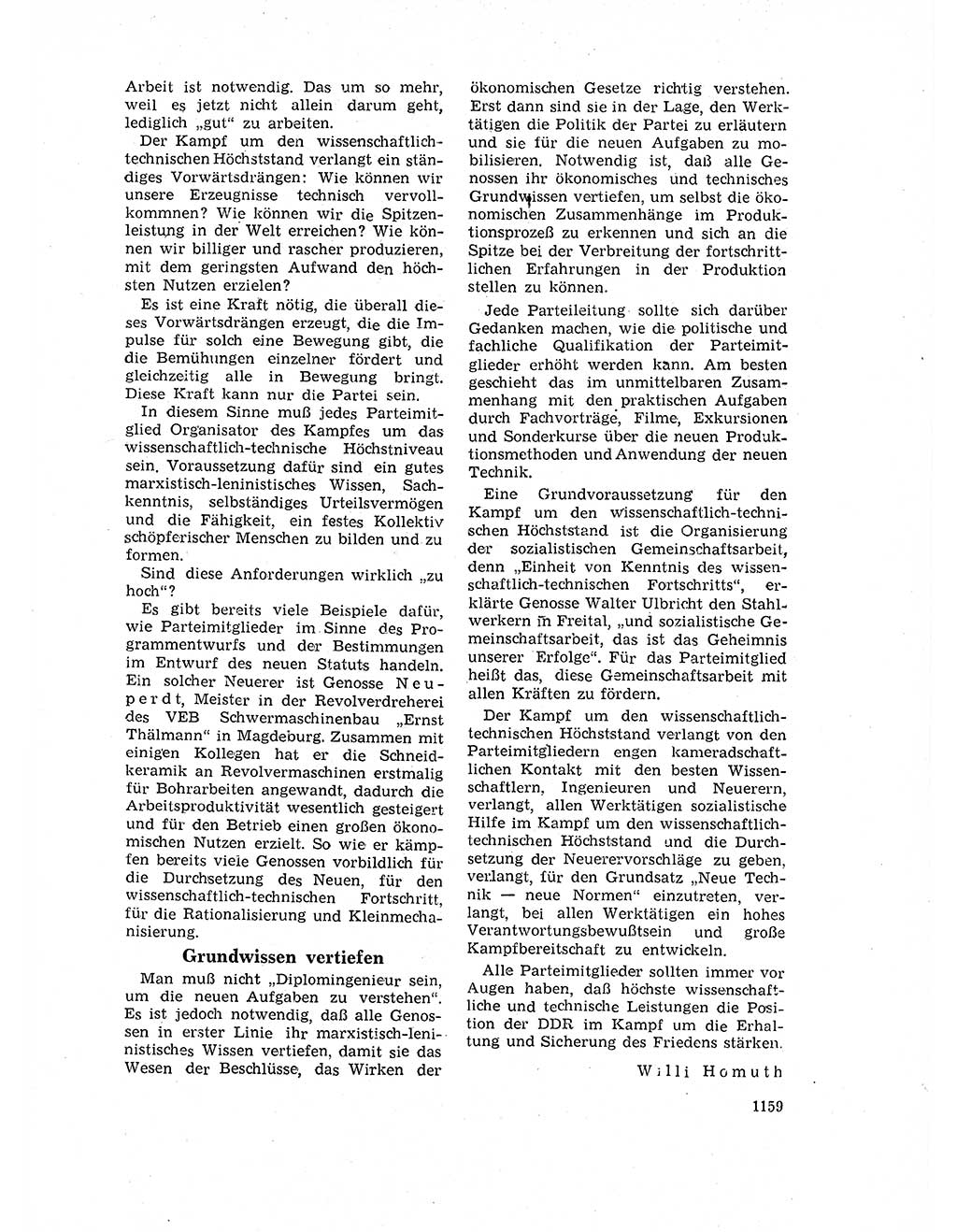 Neuer Weg (NW), Organ des Zentralkomitees (ZK) der SED (Sozialistische Einheitspartei Deutschlands) für Fragen des Parteilebens, 17. Jahrgang [Deutsche Demokratische Republik (DDR)] 1962, Seite 1159 (NW ZK SED DDR 1962, S. 1159)