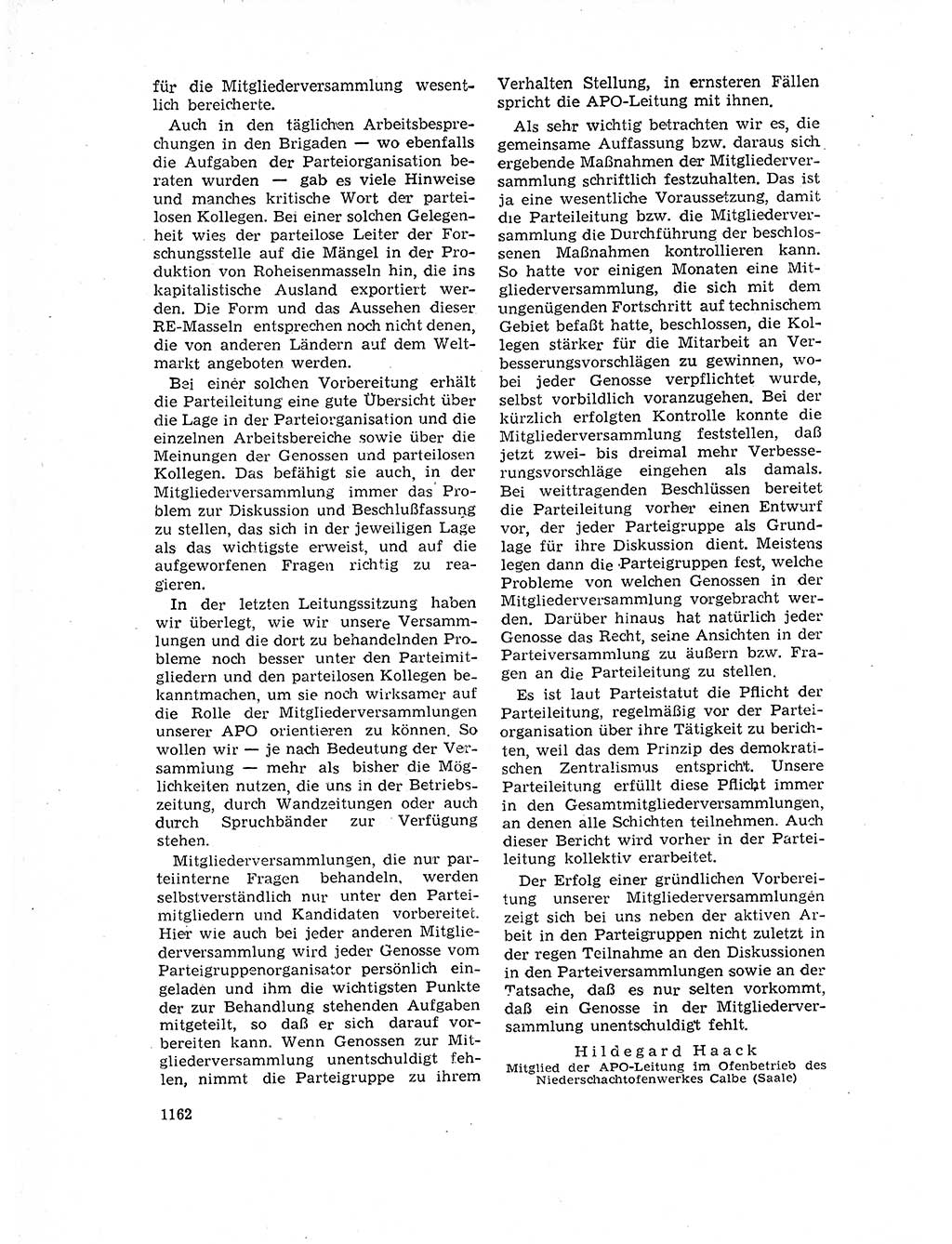 Neuer Weg (NW), Organ des Zentralkomitees (ZK) der SED (Sozialistische Einheitspartei Deutschlands) für Fragen des Parteilebens, 17. Jahrgang [Deutsche Demokratische Republik (DDR)] 1962, Seite 1162 (NW ZK SED DDR 1962, S. 1162)