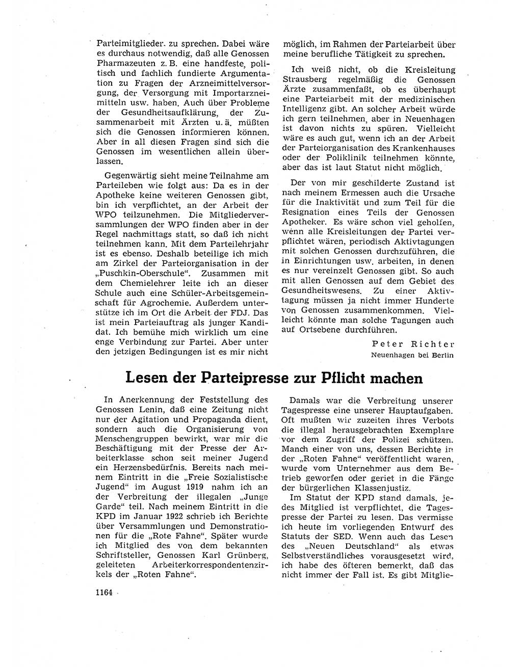 Neuer Weg (NW), Organ des Zentralkomitees (ZK) der SED (Sozialistische Einheitspartei Deutschlands) für Fragen des Parteilebens, 17. Jahrgang [Deutsche Demokratische Republik (DDR)] 1962, Seite 1164 (NW ZK SED DDR 1962, S. 1164)