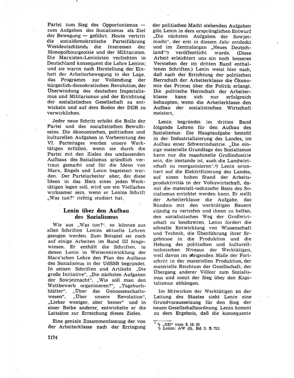 Neuer Weg (NW), Organ des Zentralkomitees (ZK) der SED (Sozialistische Einheitspartei Deutschlands) für Fragen des Parteilebens, 17. Jahrgang [Deutsche Demokratische Republik (DDR)] 1962, Seite 1174 (NW ZK SED DDR 1962, S. 1174)
