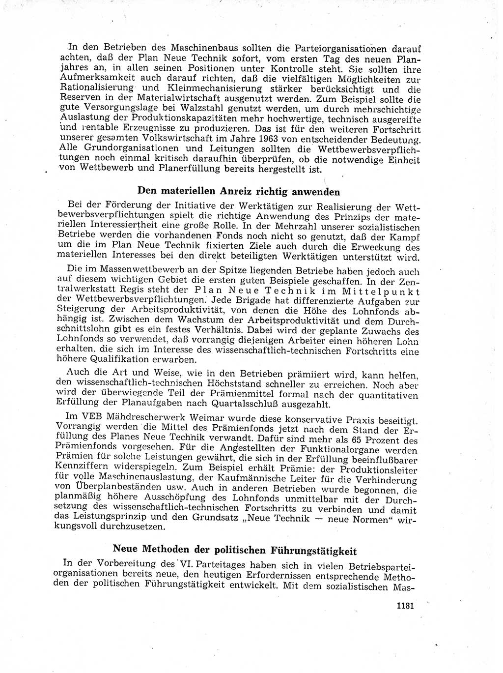 Neuer Weg (NW), Organ des Zentralkomitees (ZK) der SED (Sozialistische Einheitspartei Deutschlands) für Fragen des Parteilebens, 17. Jahrgang [Deutsche Demokratische Republik (DDR)] 1962, Seite 1181 (NW ZK SED DDR 1962, S. 1181)