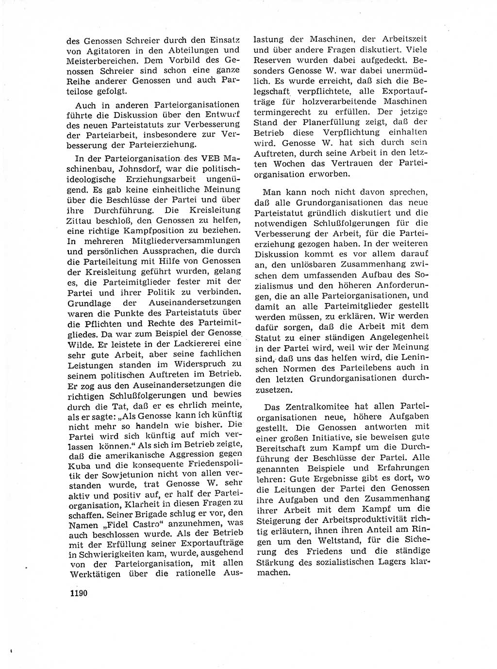 Neuer Weg (NW), Organ des Zentralkomitees (ZK) der SED (Sozialistische Einheitspartei Deutschlands) für Fragen des Parteilebens, 17. Jahrgang [Deutsche Demokratische Republik (DDR)] 1962, Seite 1190 (NW ZK SED DDR 1962, S. 1190)