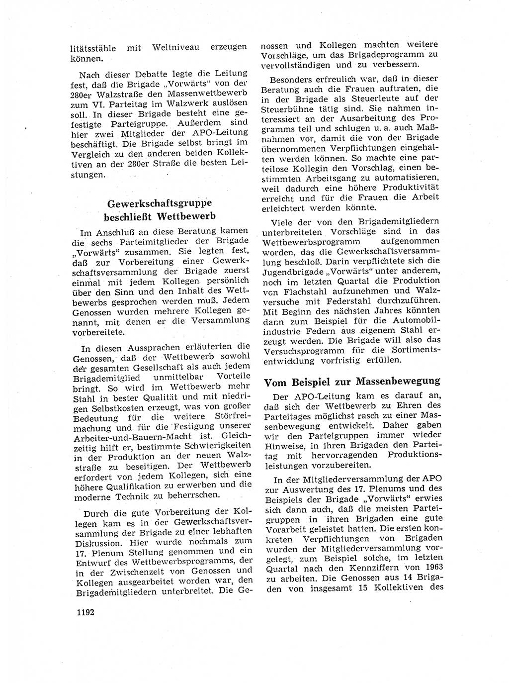 Neuer Weg (NW), Organ des Zentralkomitees (ZK) der SED (Sozialistische Einheitspartei Deutschlands) für Fragen des Parteilebens, 17. Jahrgang [Deutsche Demokratische Republik (DDR)] 1962, Seite 1192 (NW ZK SED DDR 1962, S. 1192)