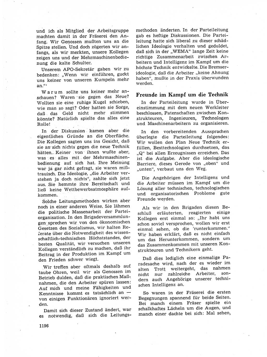 Neuer Weg (NW), Organ des Zentralkomitees (ZK) der SED (Sozialistische Einheitspartei Deutschlands) für Fragen des Parteilebens, 17. Jahrgang [Deutsche Demokratische Republik (DDR)] 1962, Seite 1196 (NW ZK SED DDR 1962, S. 1196)