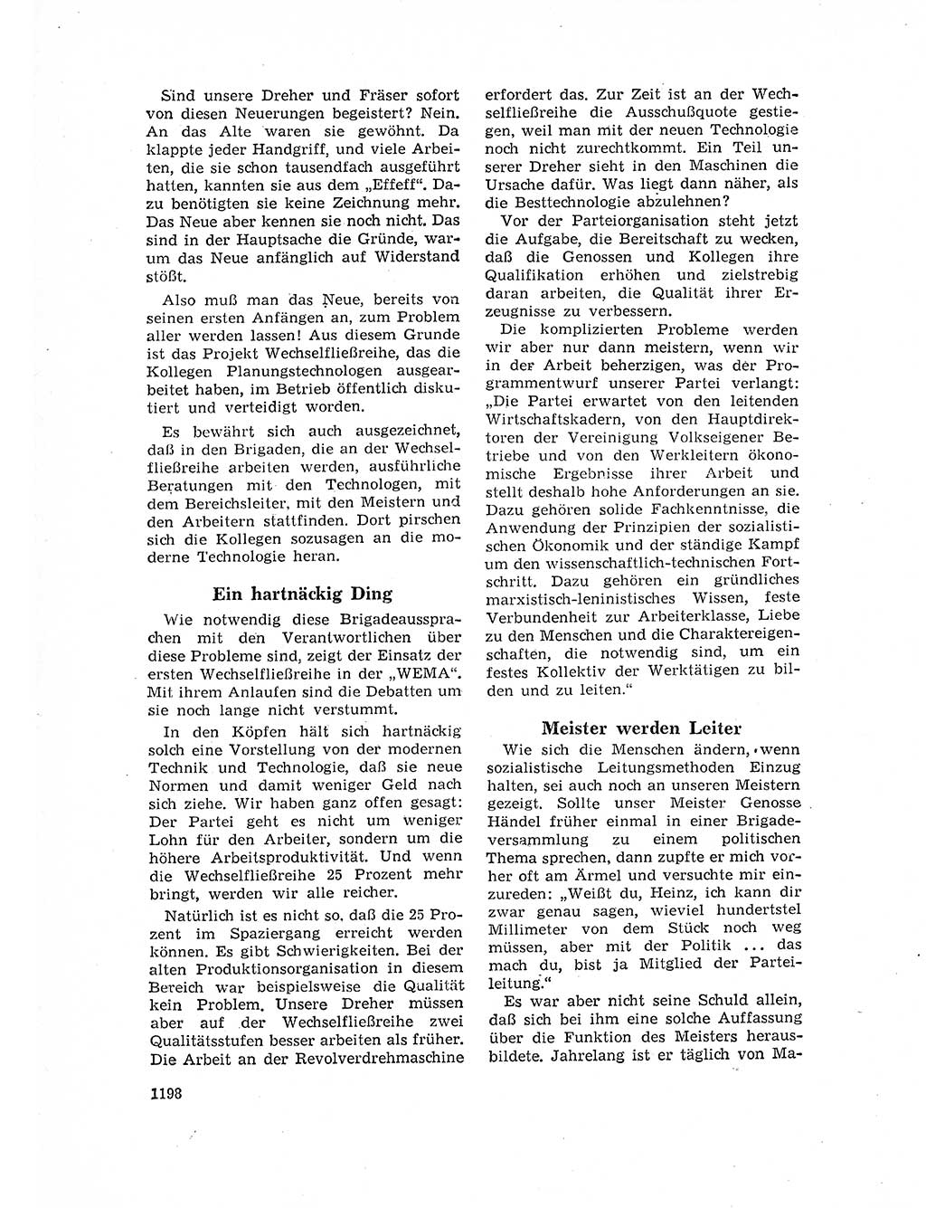 Neuer Weg (NW), Organ des Zentralkomitees (ZK) der SED (Sozialistische Einheitspartei Deutschlands) für Fragen des Parteilebens, 17. Jahrgang [Deutsche Demokratische Republik (DDR)] 1962, Seite 1198 (NW ZK SED DDR 1962, S. 1198)
