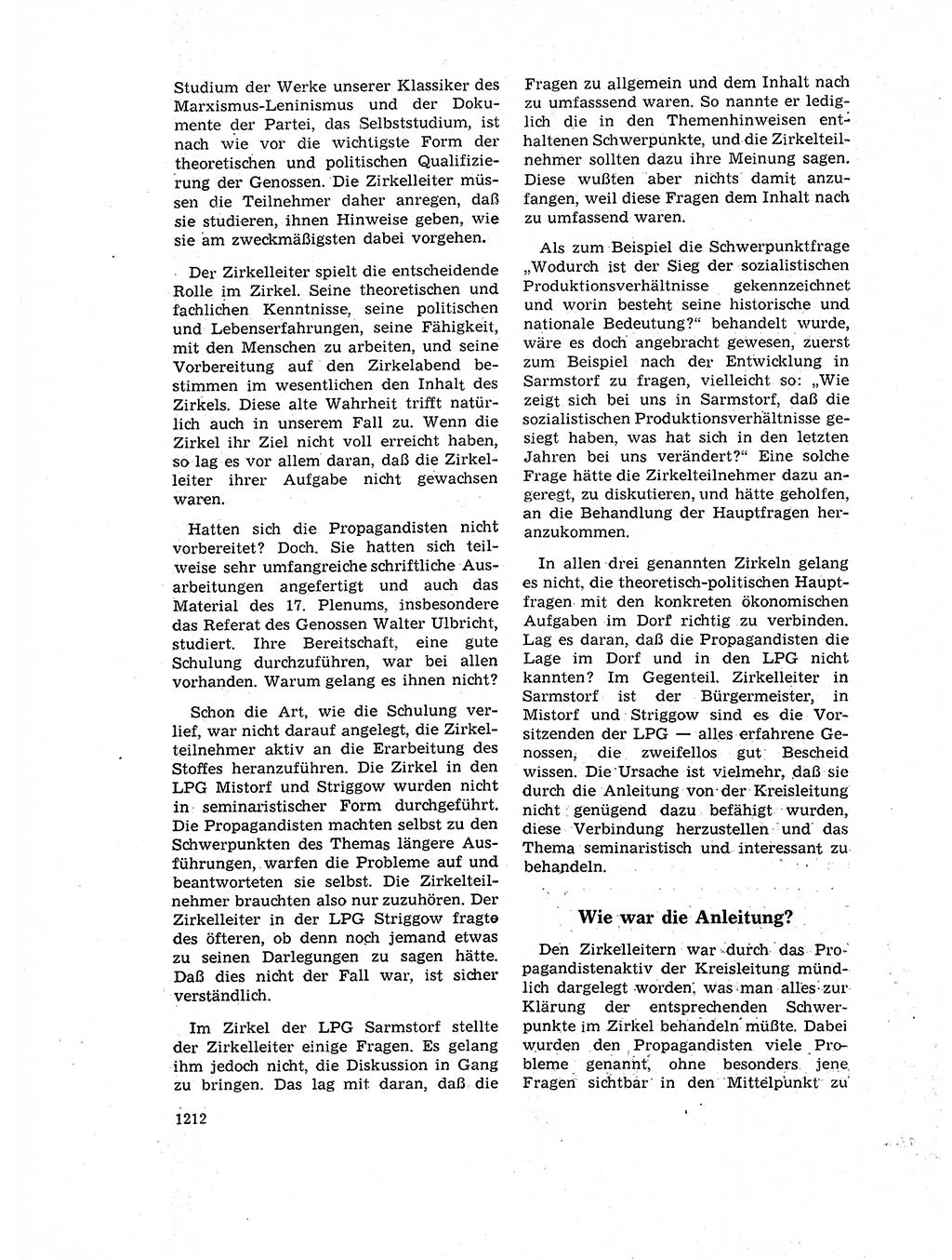 Neuer Weg (NW), Organ des Zentralkomitees (ZK) der SED (Sozialistische Einheitspartei Deutschlands) für Fragen des Parteilebens, 17. Jahrgang [Deutsche Demokratische Republik (DDR)] 1962, Seite 1212 (NW ZK SED DDR 1962, S. 1212)