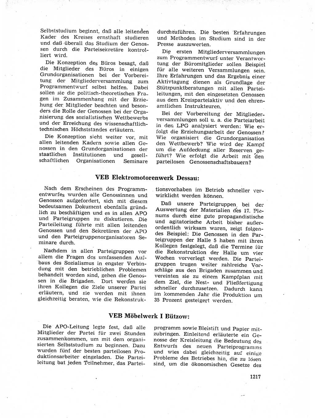 Neuer Weg (NW), Organ des Zentralkomitees (ZK) der SED (Sozialistische Einheitspartei Deutschlands) für Fragen des Parteilebens, 17. Jahrgang [Deutsche Demokratische Republik (DDR)] 1962, Seite 1217 (NW ZK SED DDR 1962, S. 1217)