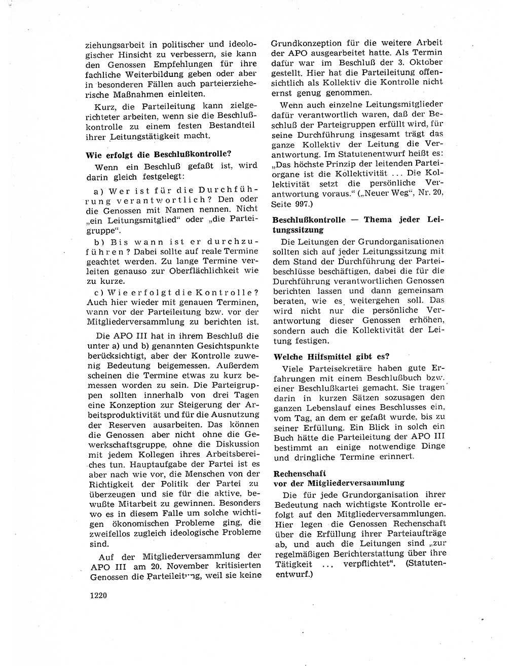 Neuer Weg (NW), Organ des Zentralkomitees (ZK) der SED (Sozialistische Einheitspartei Deutschlands) für Fragen des Parteilebens, 17. Jahrgang [Deutsche Demokratische Republik (DDR)] 1962, Seite 1220 (NW ZK SED DDR 1962, S. 1220)