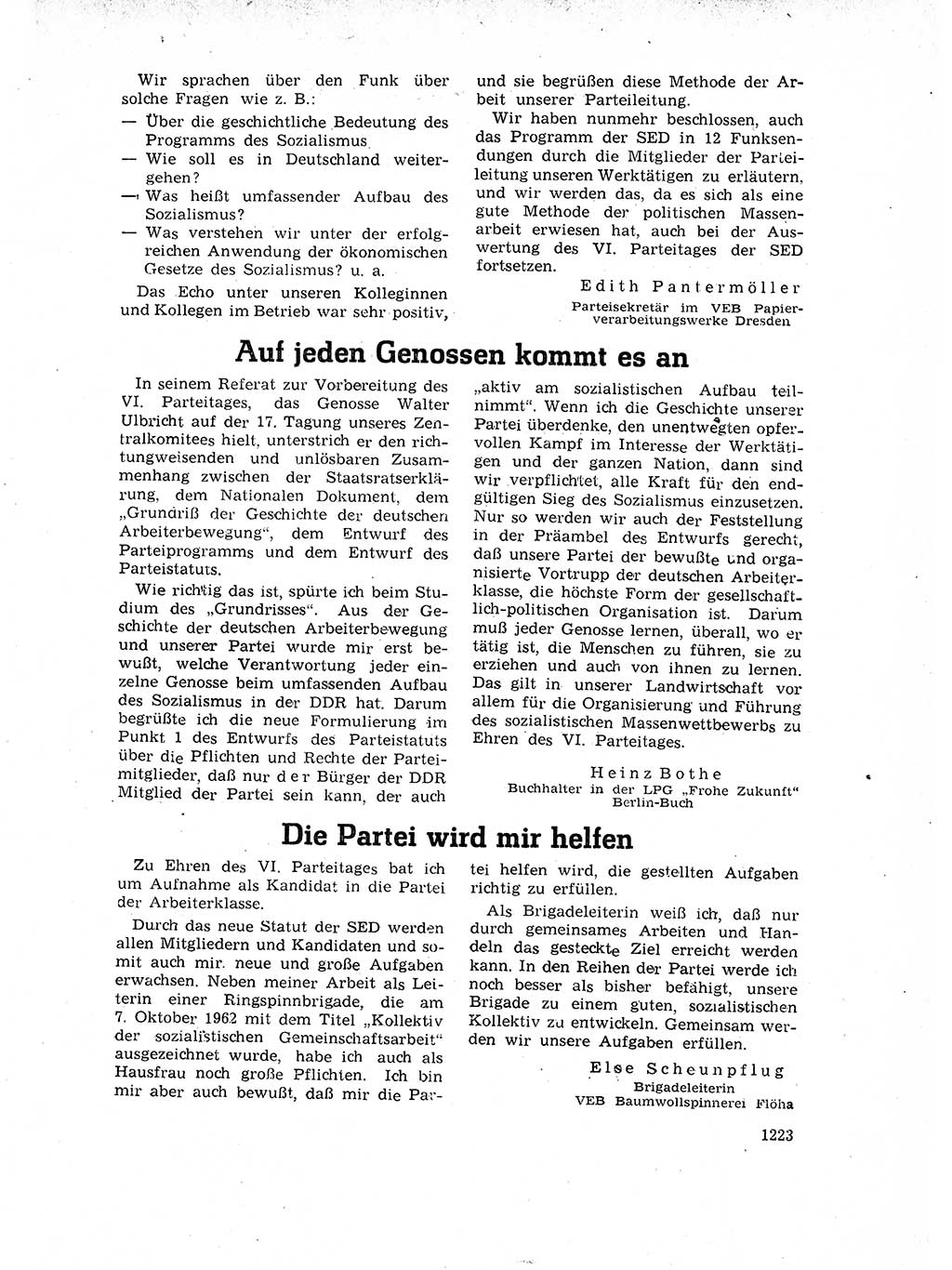 Neuer Weg (NW), Organ des Zentralkomitees (ZK) der SED (Sozialistische Einheitspartei Deutschlands) für Fragen des Parteilebens, 17. Jahrgang [Deutsche Demokratische Republik (DDR)] 1962, Seite 1223 (NW ZK SED DDR 1962, S. 1223)