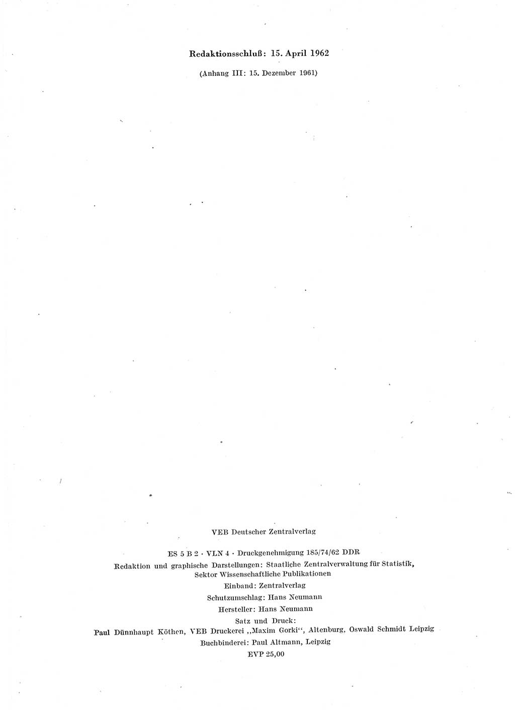 Statistisches Jahrbuch der Deutschen Demokratischen Republik (DDR) 1962, Seite 2 (Stat. Jb. DDR 1962, S. 2)