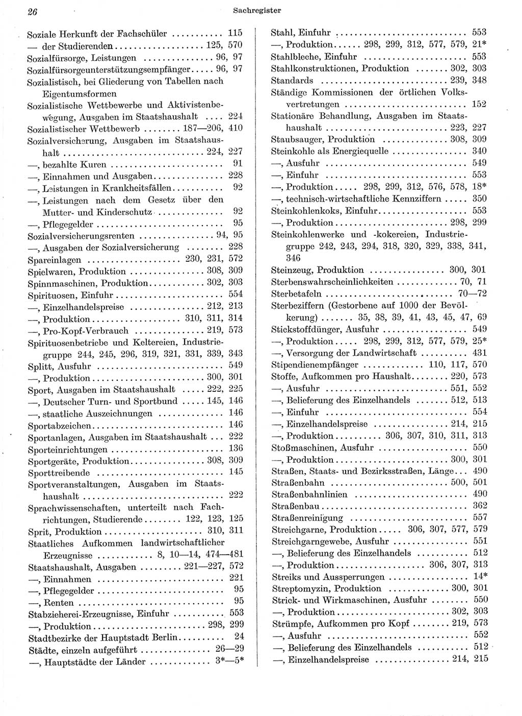 Statistisches Jahrbuch der Deutschen Demokratischen Republik (DDR) 1962, Seite 26 (Stat. Jb. DDR 1962, S. 26)