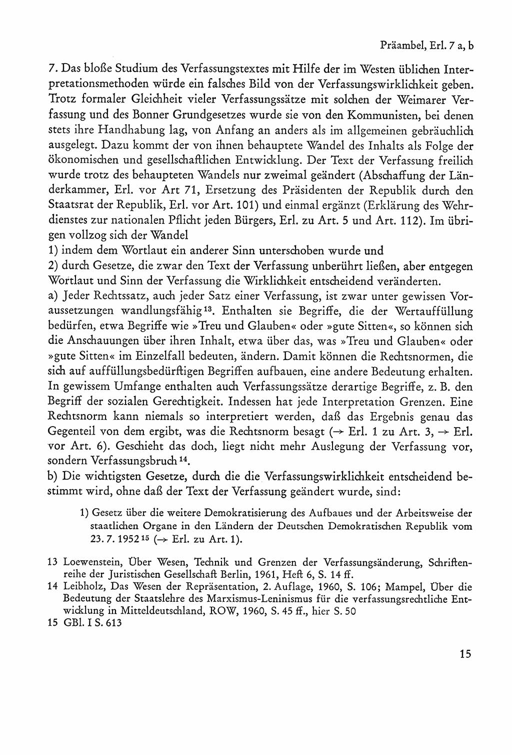 Verfassung der Sowjetischen Besatzungszone (SBZ) Deutschlands [Deutsche Demokratische Republik (DDR)], Text und Kommentar [Bundesrepublik Deutschland (BRD)] 1962, Seite 15 (Verf. SBZ Dtl. DDR Komm. BRD 1962, S. 15)