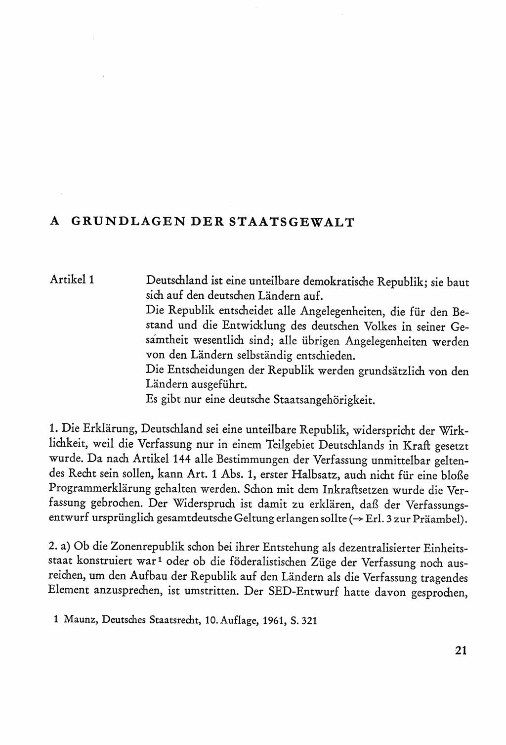 Verfassung der Sowjetischen Besatzungszone (SBZ) Deutschlands [Deutsche Demokratische Republik (DDR)], Text und Kommentar [Bundesrepublik Deutschland (BRD)] 1962, Seite 21 (Verf. SBZ Dtl. DDR Komm. BRD 1962, S. 21)