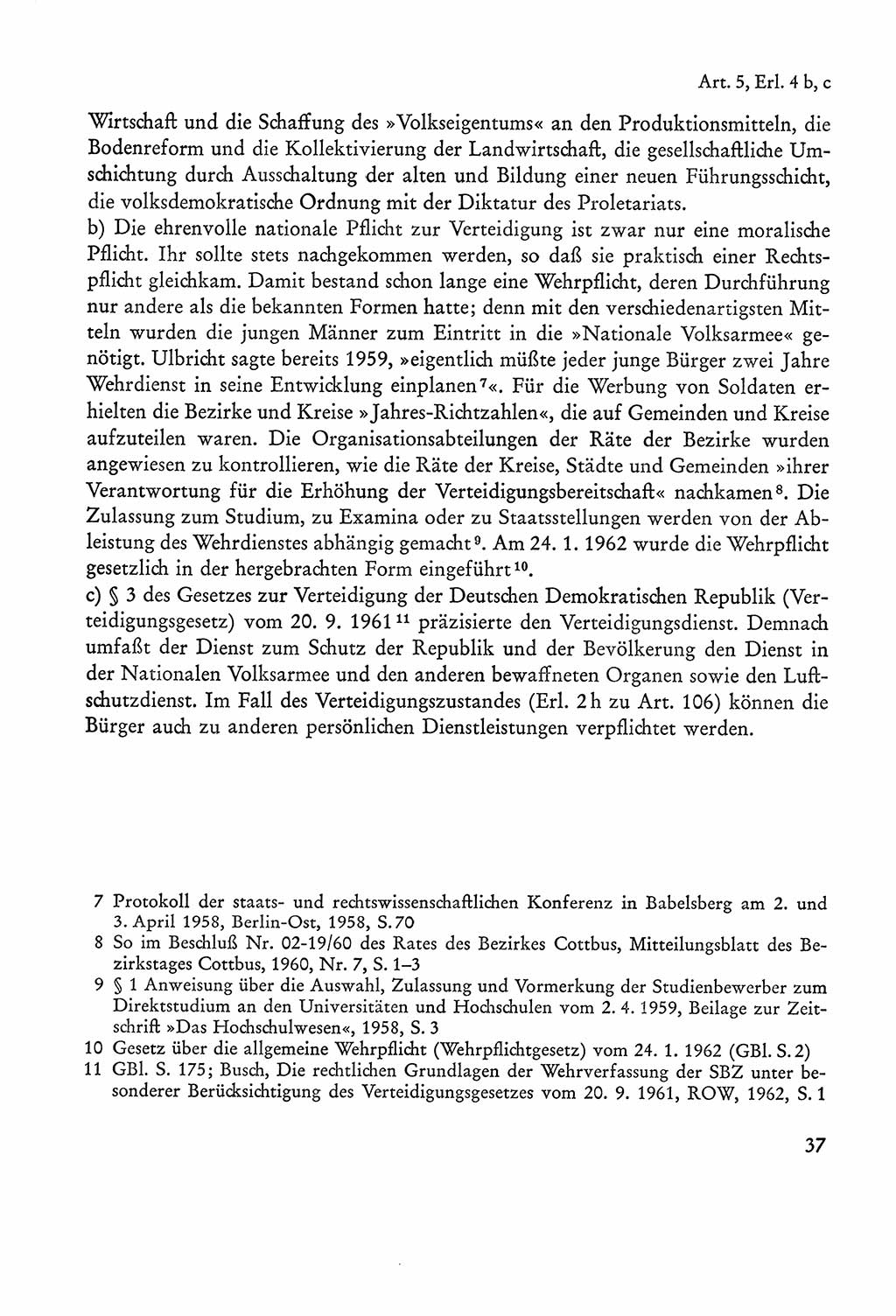 Verfassung der Sowjetischen Besatzungszone (SBZ) Deutschlands [Deutsche Demokratische Republik (DDR)], Text und Kommentar [Bundesrepublik Deutschland (BRD)] 1962, Seite 37 (Verf. SBZ Dtl. DDR Komm. BRD 1962, S. 37)