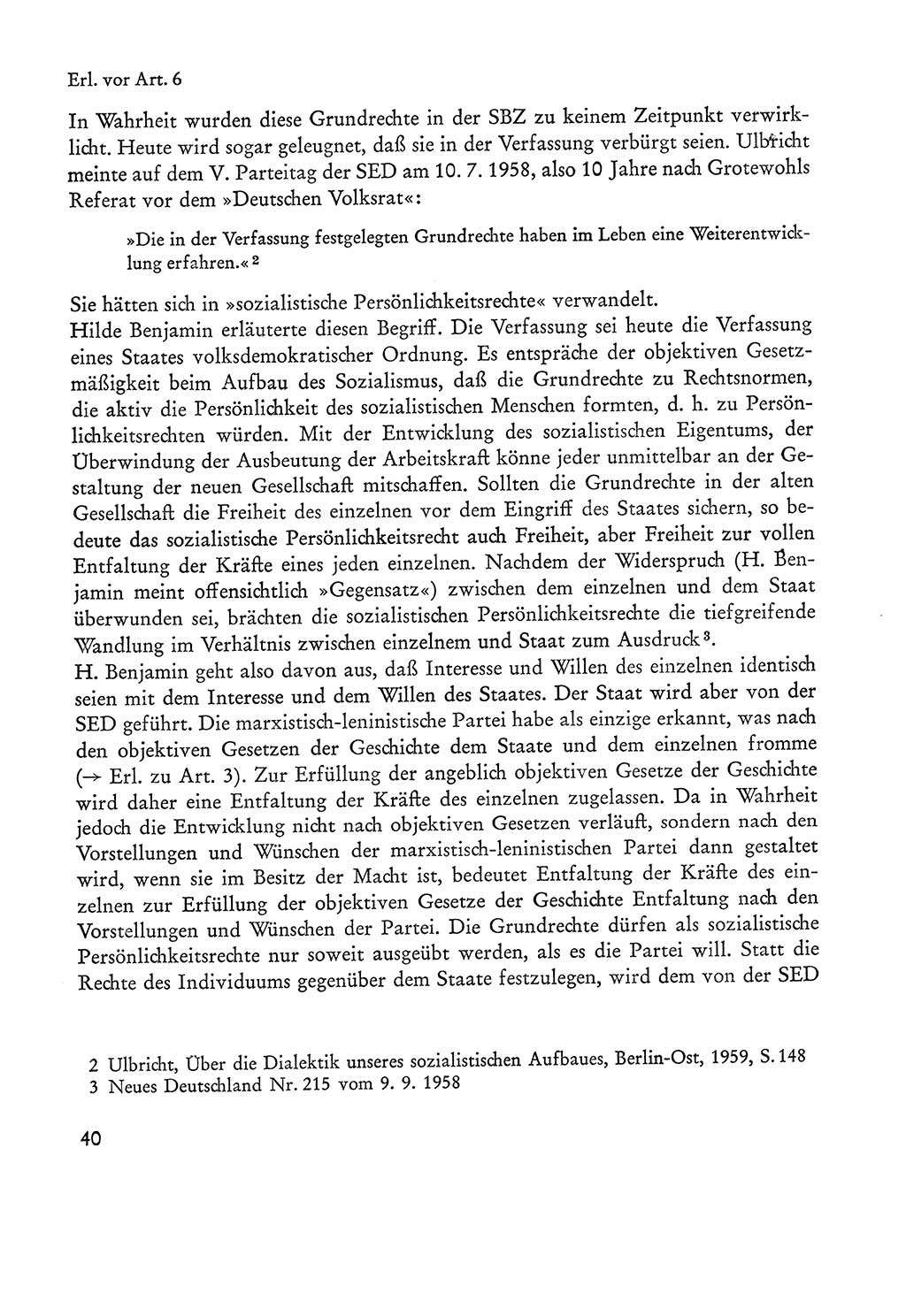 Verfassung der Sowjetischen Besatzungszone (SBZ) Deutschlands [Deutsche Demokratische Republik (DDR)], Text und Kommentar [Bundesrepublik Deutschland (BRD)] 1962, Seite 40 (Verf. SBZ Dtl. DDR Komm. BRD 1962, S. 40)