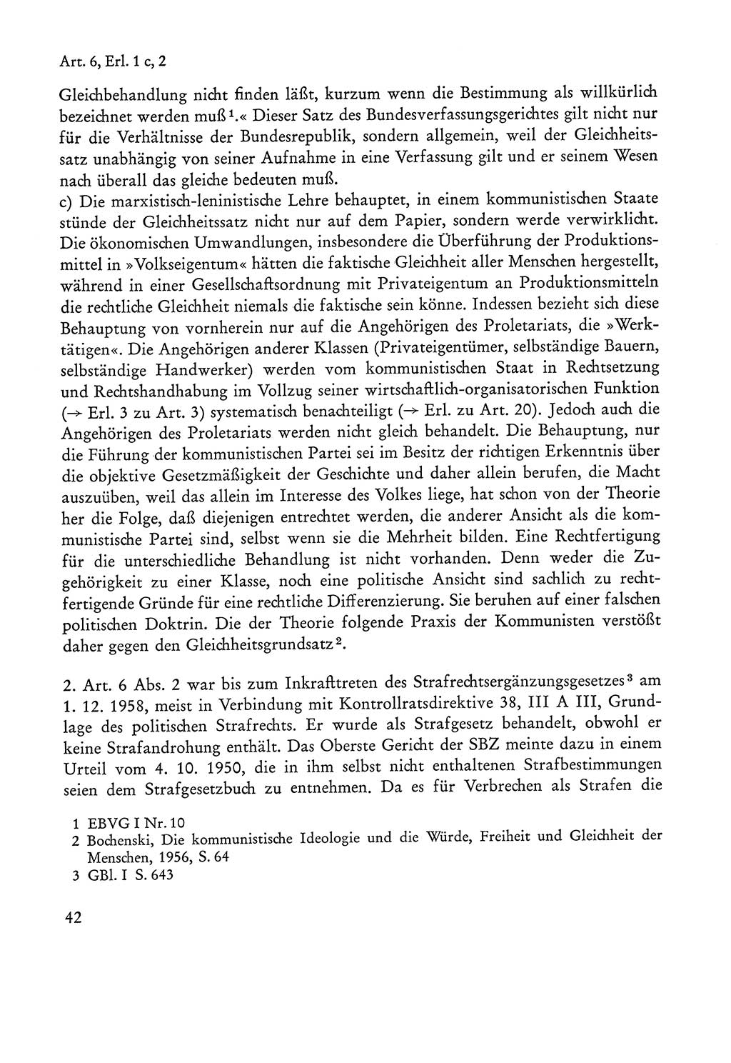 Verfassung der Sowjetischen Besatzungszone (SBZ) Deutschlands [Deutsche Demokratische Republik (DDR)], Text und Kommentar [Bundesrepublik Deutschland (BRD)] 1962, Seite 42 (Verf. SBZ Dtl. DDR Komm. BRD 1962, S. 42)