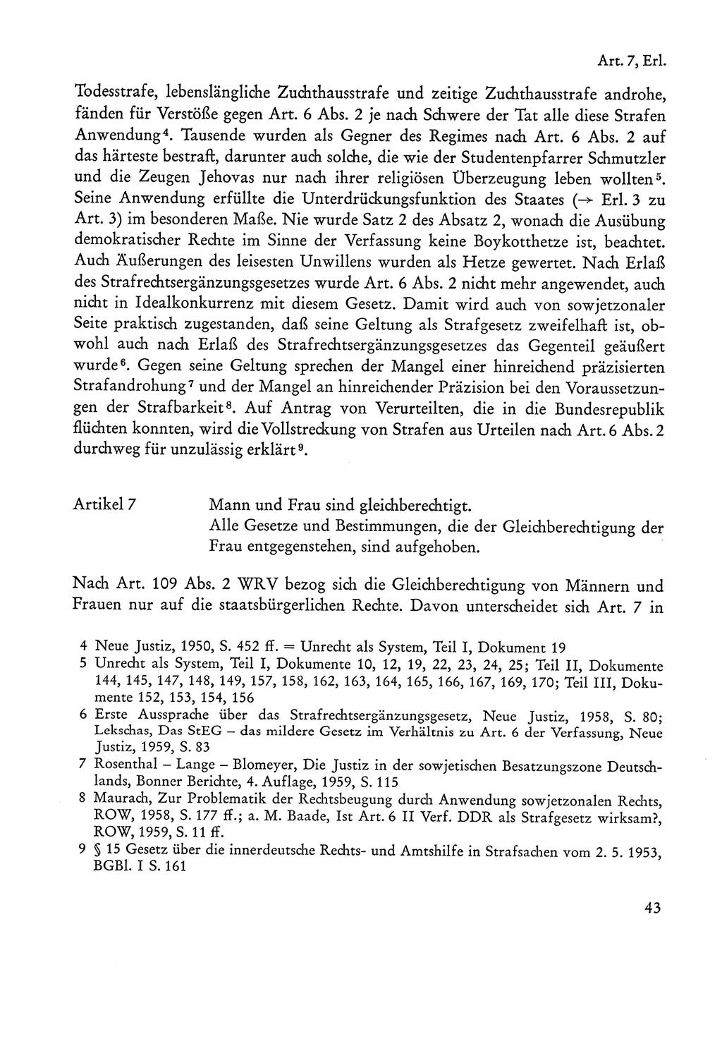 Verfassung der Sowjetischen Besatzungszone (SBZ) Deutschlands [Deutsche Demokratische Republik (DDR)], Text und Kommentar [Bundesrepublik Deutschland (BRD)] 1962, Seite 43 (Verf. SBZ Dtl. DDR Komm. BRD 1962, S. 43)