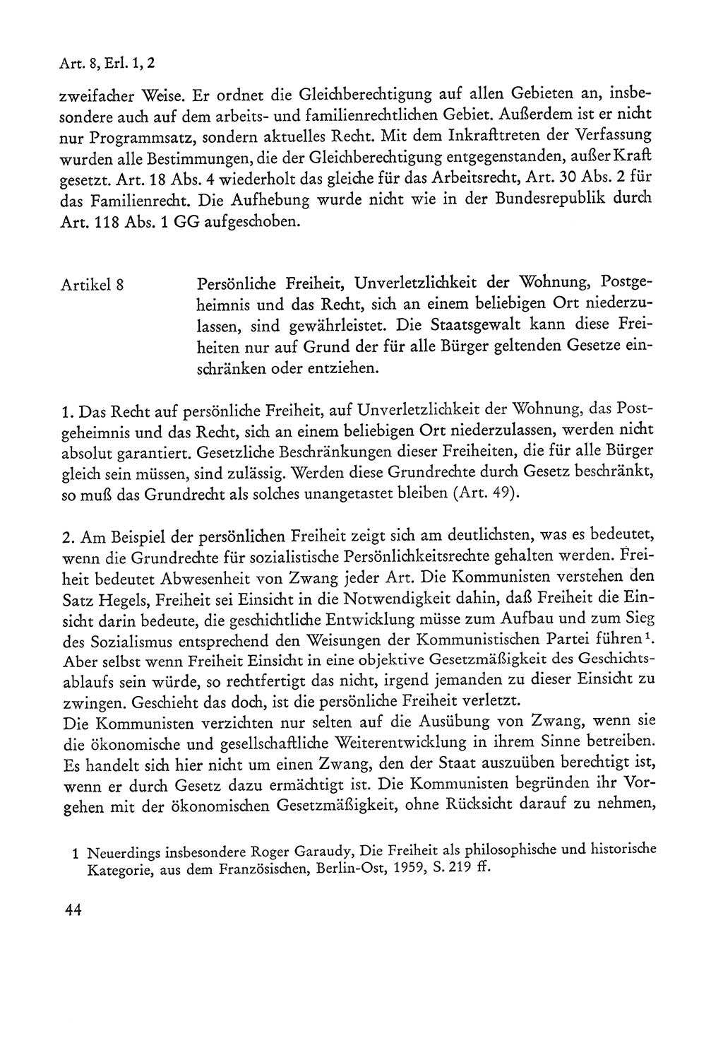 Verfassung der Sowjetischen Besatzungszone (SBZ) Deutschlands [Deutsche Demokratische Republik (DDR)], Text und Kommentar [Bundesrepublik Deutschland (BRD)] 1962, Seite 44 (Verf. SBZ Dtl. DDR Komm. BRD 1962, S. 44)