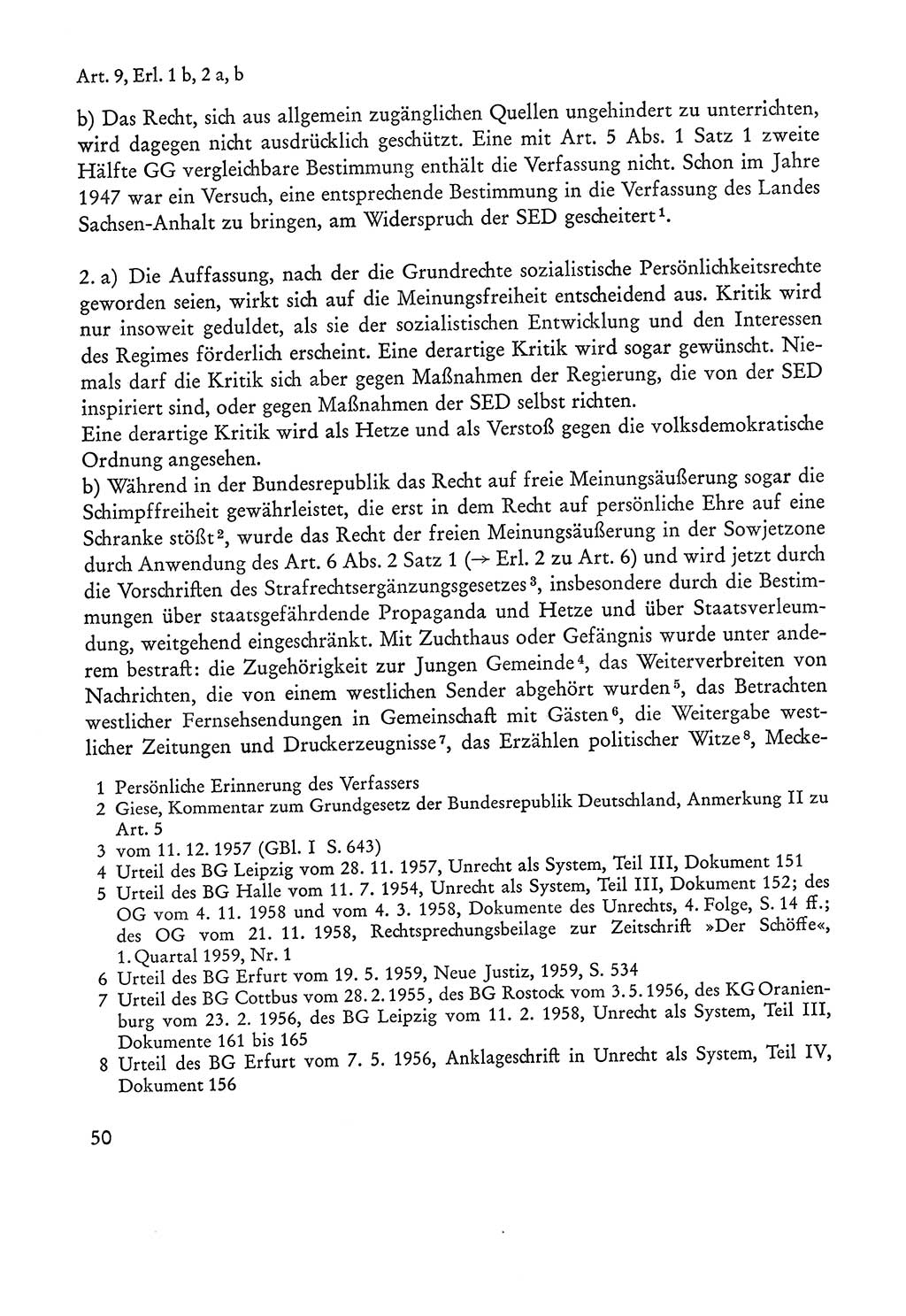 Verfassung der Sowjetischen Besatzungszone (SBZ) Deutschlands [Deutsche Demokratische Republik (DDR)], Text und Kommentar [Bundesrepublik Deutschland (BRD)] 1962, Seite 50 (Verf. SBZ Dtl. DDR Komm. BRD 1962, S. 50)