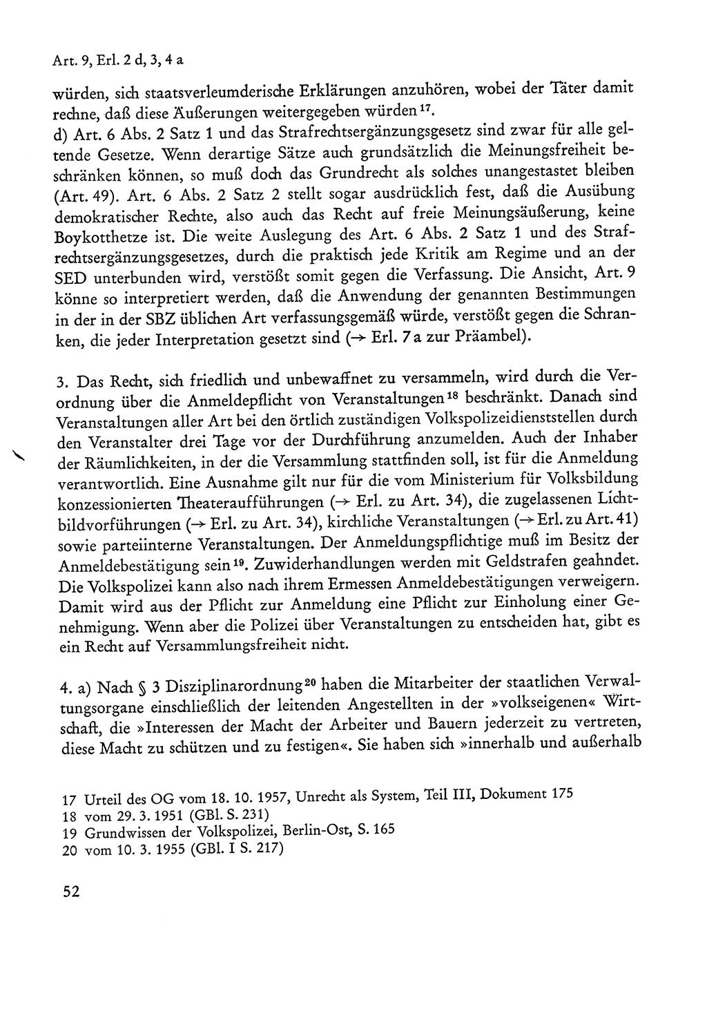 Verfassung der Sowjetischen Besatzungszone (SBZ) Deutschlands [Deutsche Demokratische Republik (DDR)], Text und Kommentar [Bundesrepublik Deutschland (BRD)] 1962, Seite 52 (Verf. SBZ Dtl. DDR Komm. BRD 1962, S. 52)