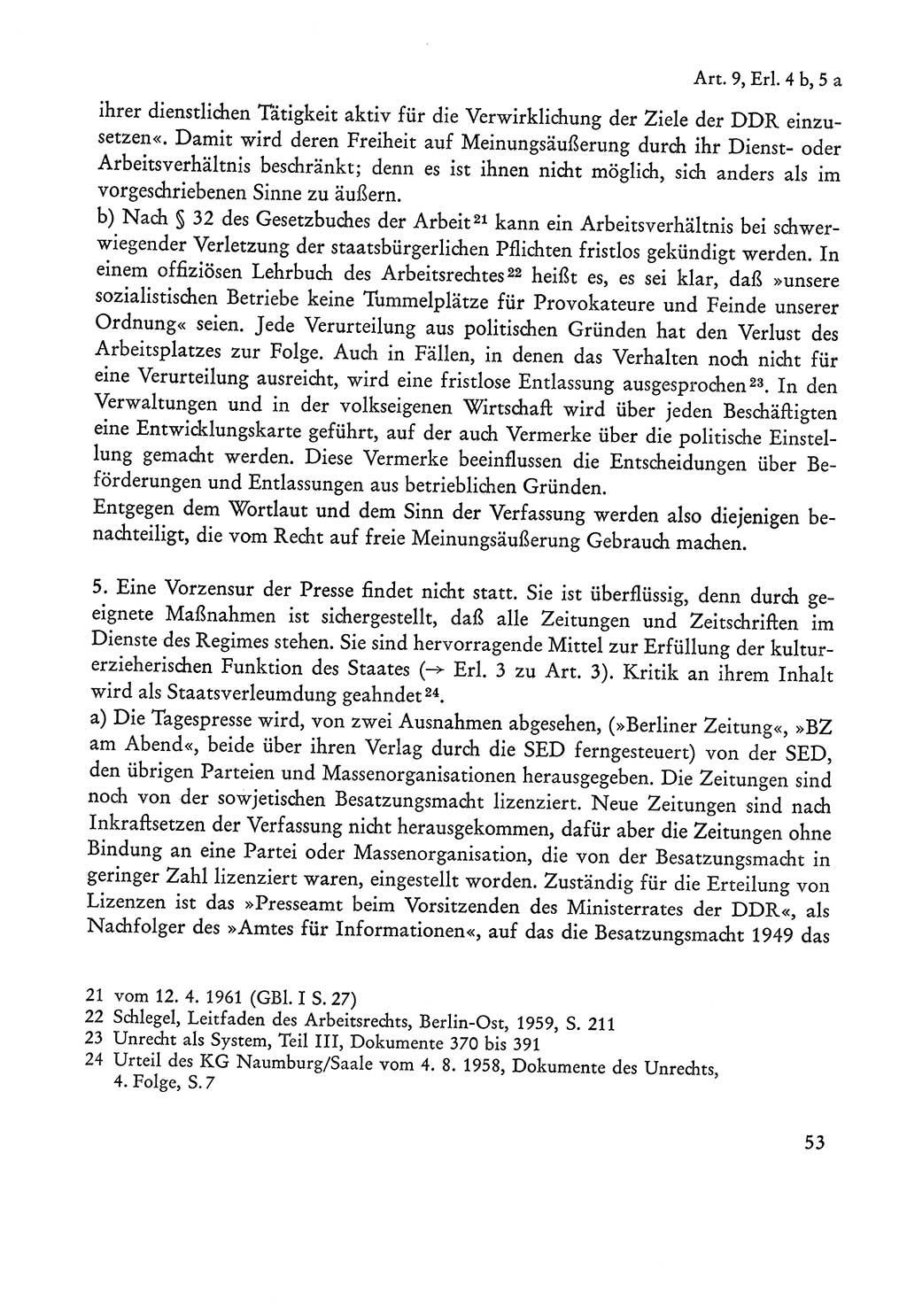 Verfassung der Sowjetischen Besatzungszone (SBZ) Deutschlands [Deutsche Demokratische Republik (DDR)], Text und Kommentar [Bundesrepublik Deutschland (BRD)] 1962, Seite 53 (Verf. SBZ Dtl. DDR Komm. BRD 1962, S. 53)