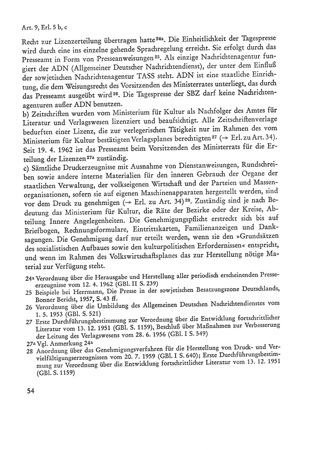 Verfassung der Sowjetischen Besatzungszone (SBZ) Deutschlands [Deutsche Demokratische Republik (DDR)], Text und Kommentar [Bundesrepublik Deutschland (BRD)] 1962, Seite 54 (Verf. SBZ Dtl. DDR Komm. BRD 1962, S. 54)