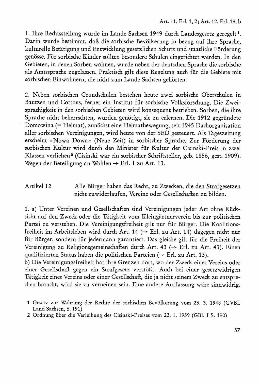 Verfassung der Sowjetischen Besatzungszone (SBZ) Deutschlands [Deutsche Demokratische Republik (DDR)], Text und Kommentar [Bundesrepublik Deutschland (BRD)] 1962, Seite 57 (Verf. SBZ Dtl. DDR Komm. BRD 1962, S. 57)