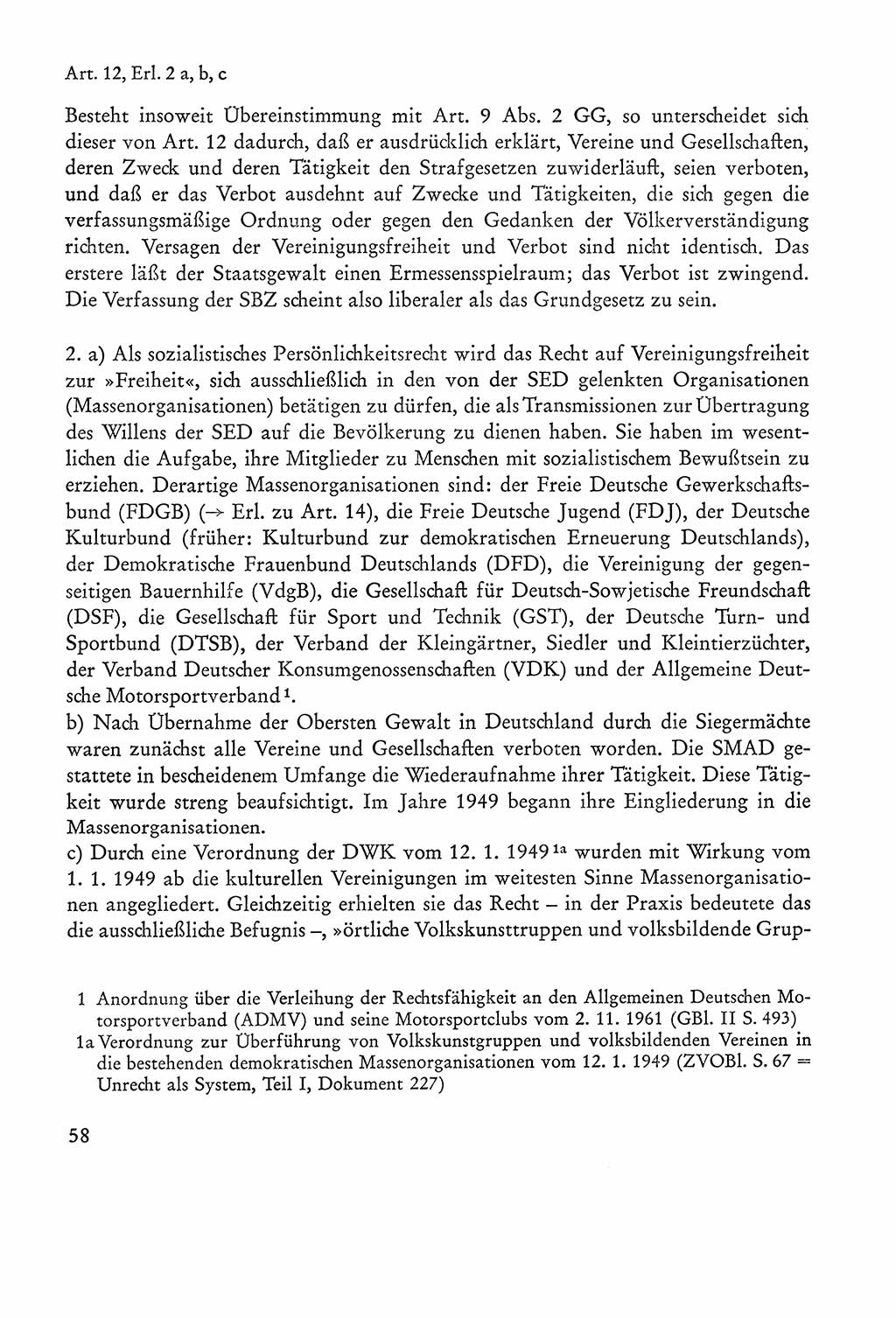 Verfassung der Sowjetischen Besatzungszone (SBZ) Deutschlands [Deutsche Demokratische Republik (DDR)], Text und Kommentar [Bundesrepublik Deutschland (BRD)] 1962, Seite 58 (Verf. SBZ Dtl. DDR Komm. BRD 1962, S. 58)