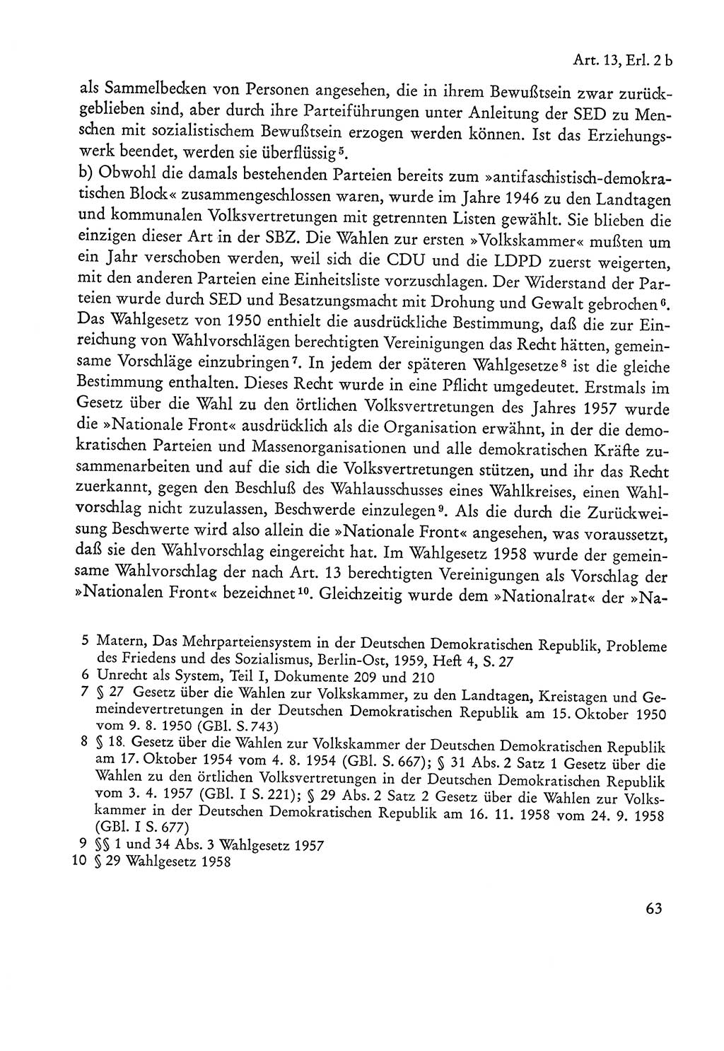 Verfassung der Sowjetischen Besatzungszone (SBZ) Deutschlands [Deutsche Demokratische Republik (DDR)], Text und Kommentar [Bundesrepublik Deutschland (BRD)] 1962, Seite 63 (Verf. SBZ Dtl. DDR Komm. BRD 1962, S. 63)