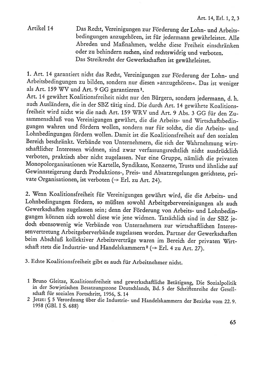 Verfassung der Sowjetischen Besatzungszone (SBZ) Deutschlands [Deutsche Demokratische Republik (DDR)], Text und Kommentar [Bundesrepublik Deutschland (BRD)] 1962, Seite 65 (Verf. SBZ Dtl. DDR Komm. BRD 1962, S. 65)