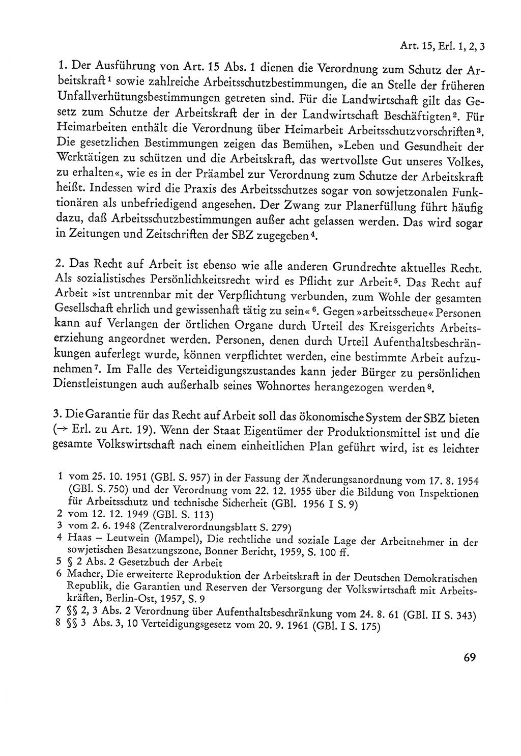 Verfassung der Sowjetischen Besatzungszone (SBZ) Deutschlands [Deutsche Demokratische Republik (DDR)], Text und Kommentar [Bundesrepublik Deutschland (BRD)] 1962, Seite 69 (Verf. SBZ Dtl. DDR Komm. BRD 1962, S. 69)