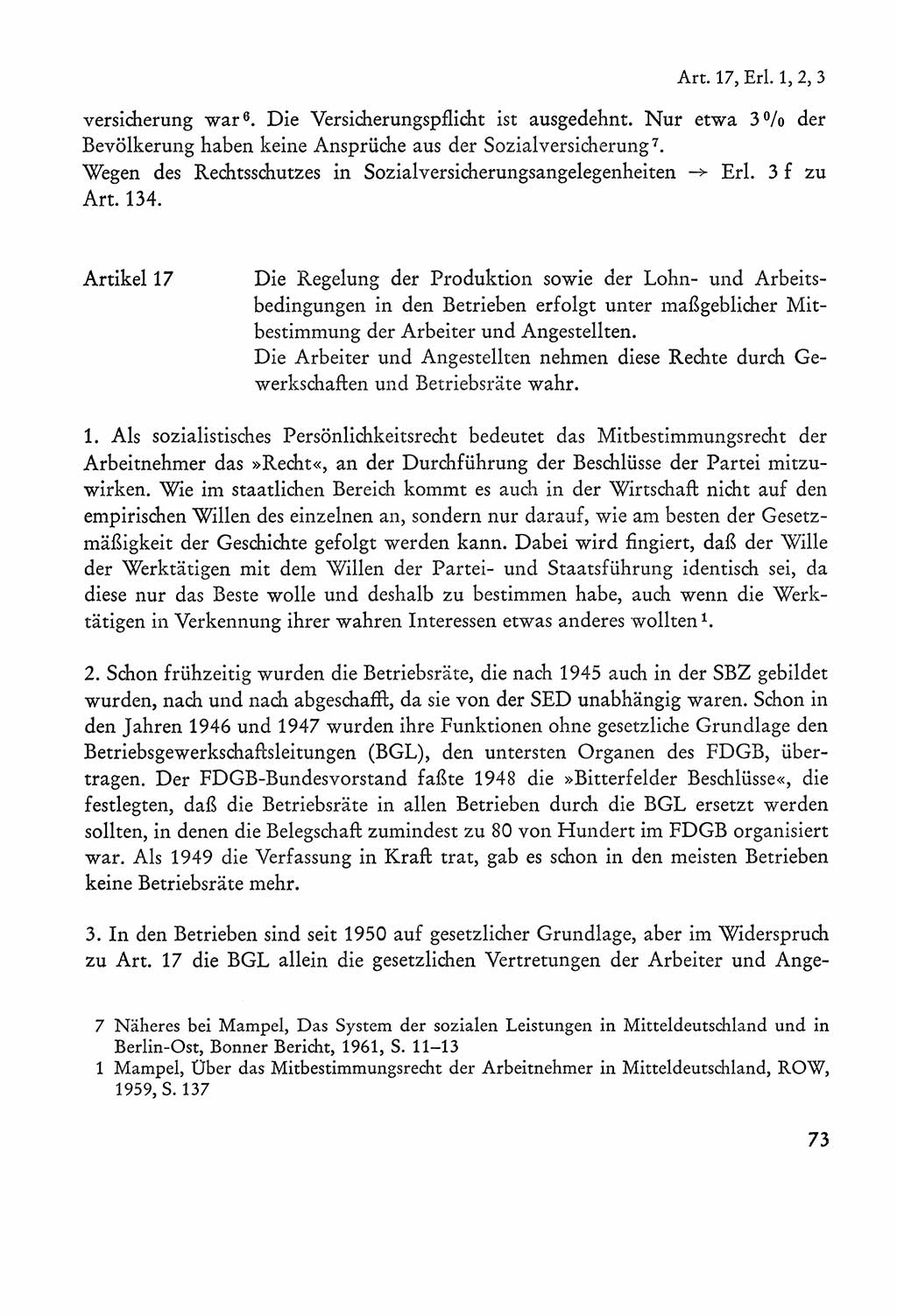 Verfassung der Sowjetischen Besatzungszone (SBZ) Deutschlands [Deutsche Demokratische Republik (DDR)], Text und Kommentar [Bundesrepublik Deutschland (BRD)] 1962, Seite 73 (Verf. SBZ Dtl. DDR Komm. BRD 1962, S. 73)